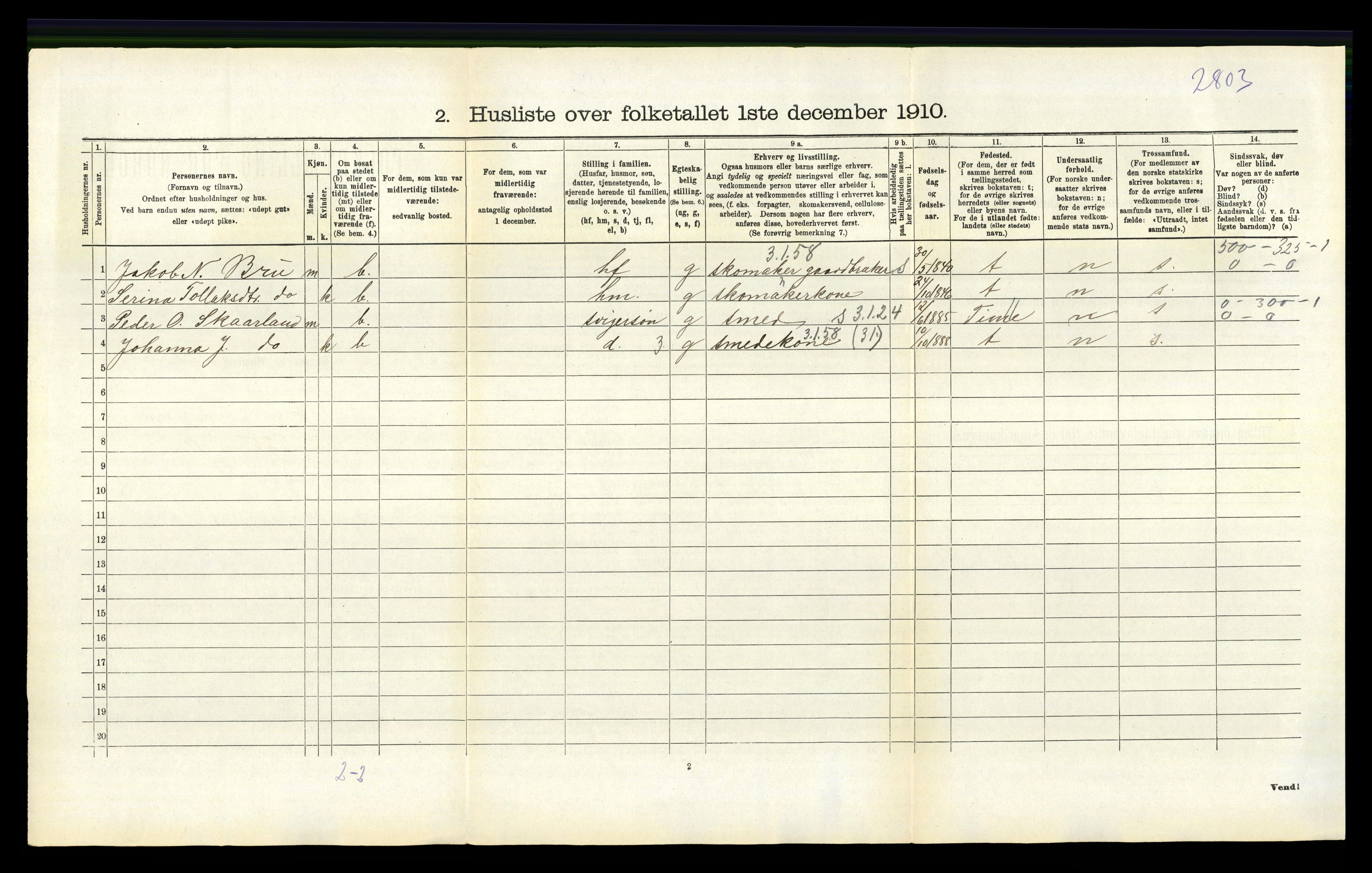 RA, 1910 census for Ogna, 1910, p. 278