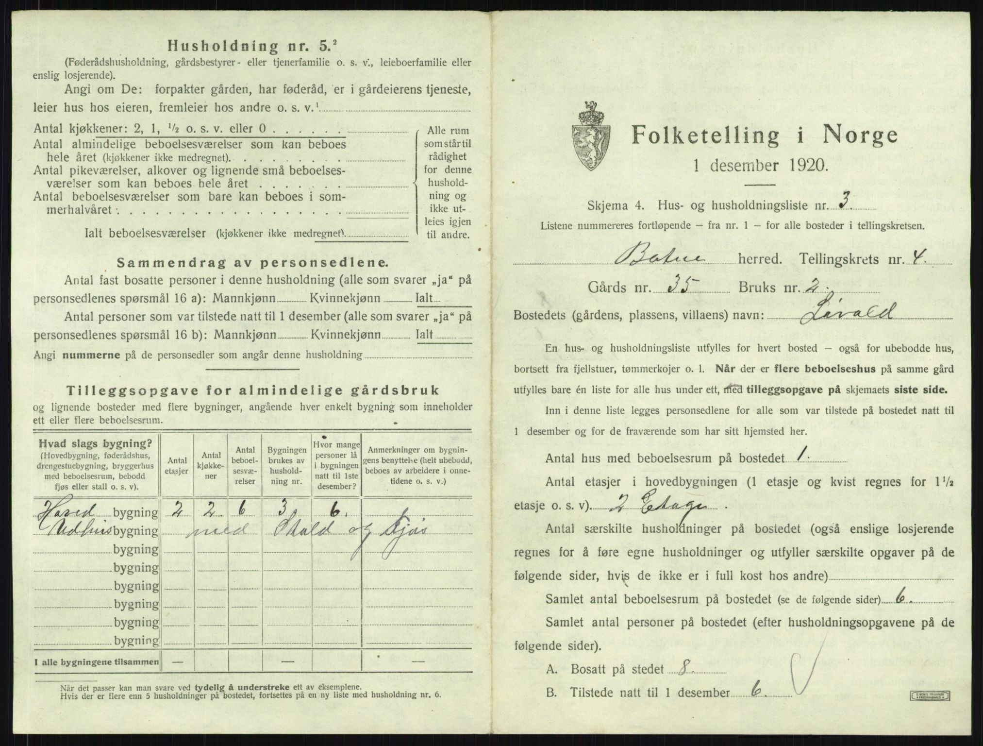 SAKO, 1920 census for Botne, 1920, p. 480