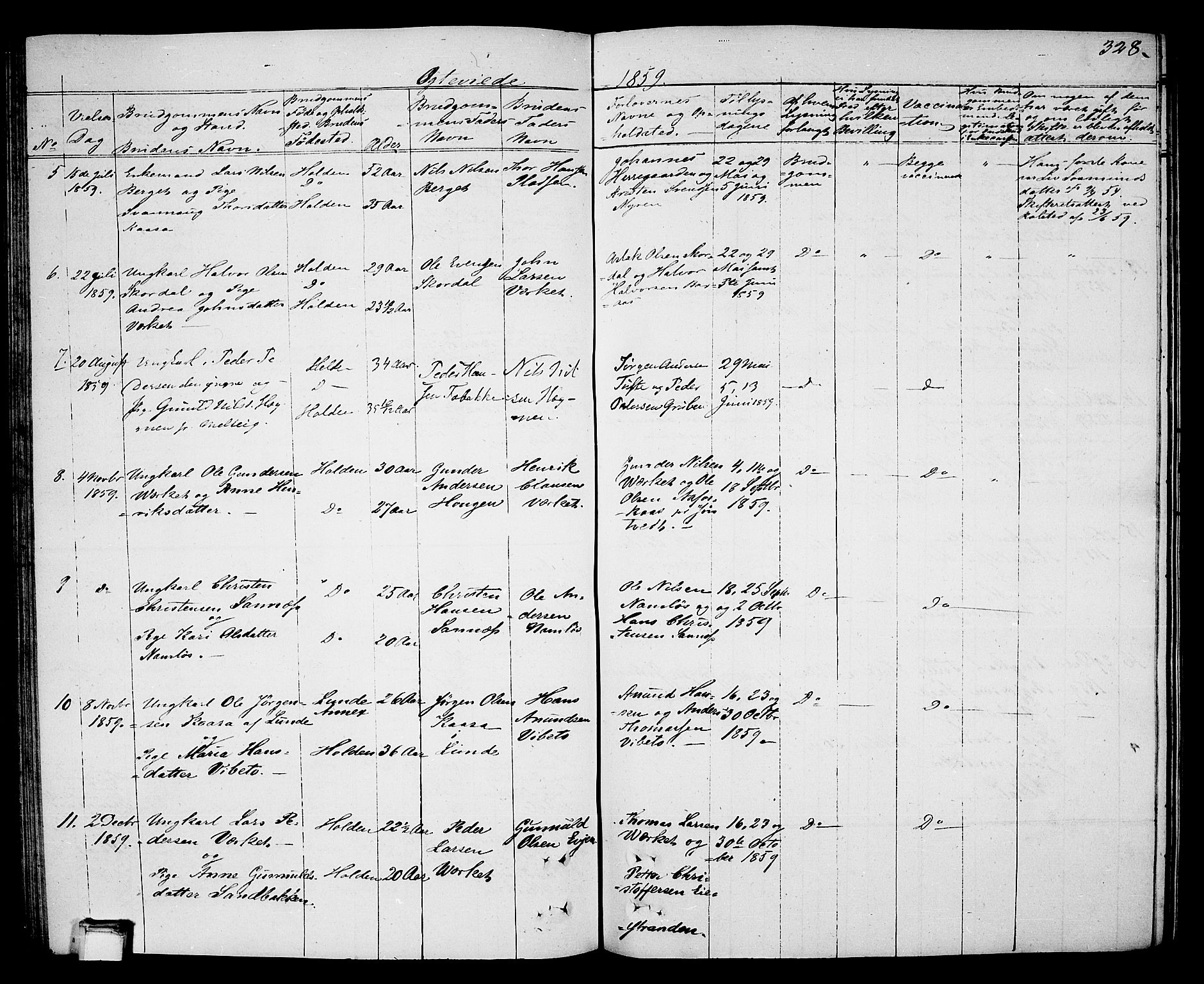 Holla kirkebøker, AV/SAKO-A-272/G/Ga/L0003: Parish register (copy) no. I 3, 1849-1866, p. 328