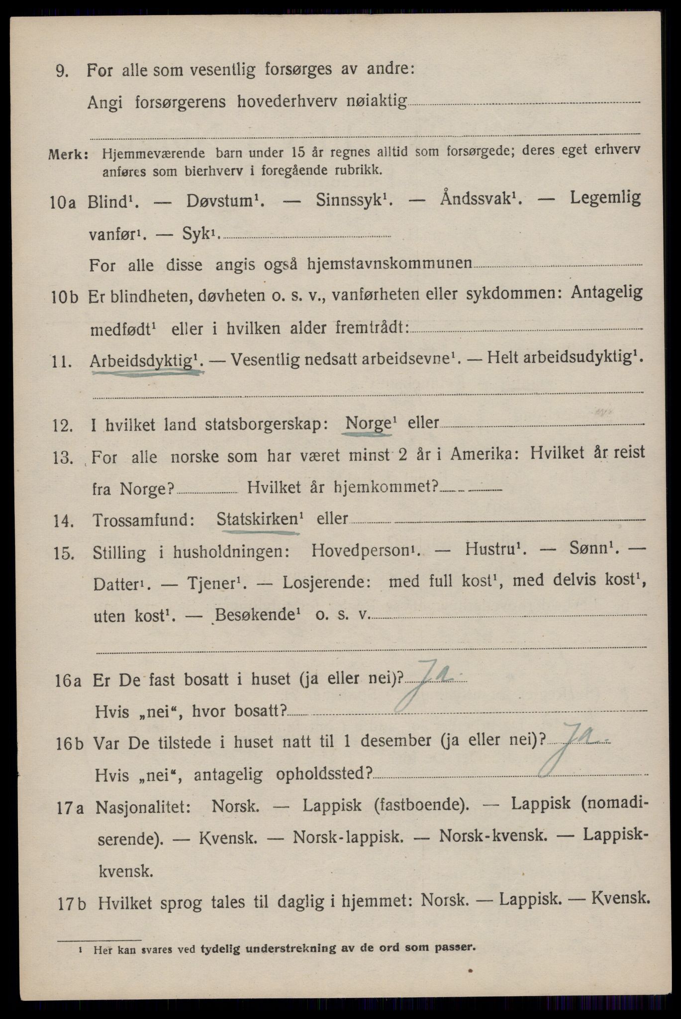 SAT, 1920 census for Moskenes, 1920, p. 1993