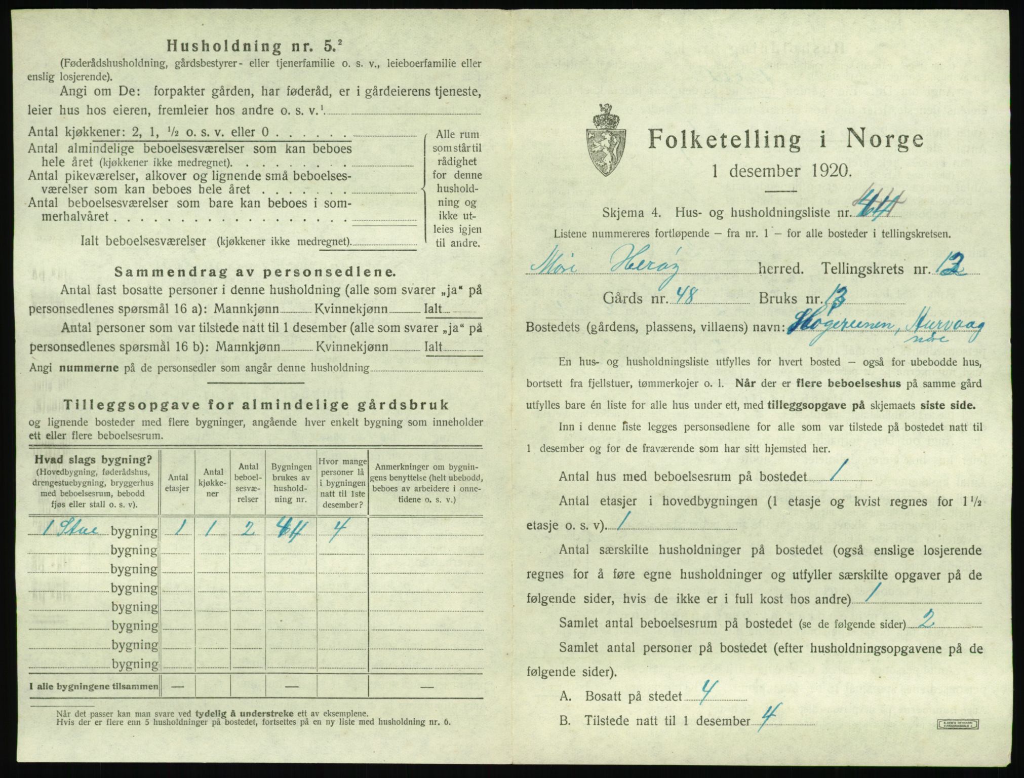 SAT, 1920 census for Herøy (MR), 1920, p. 1001