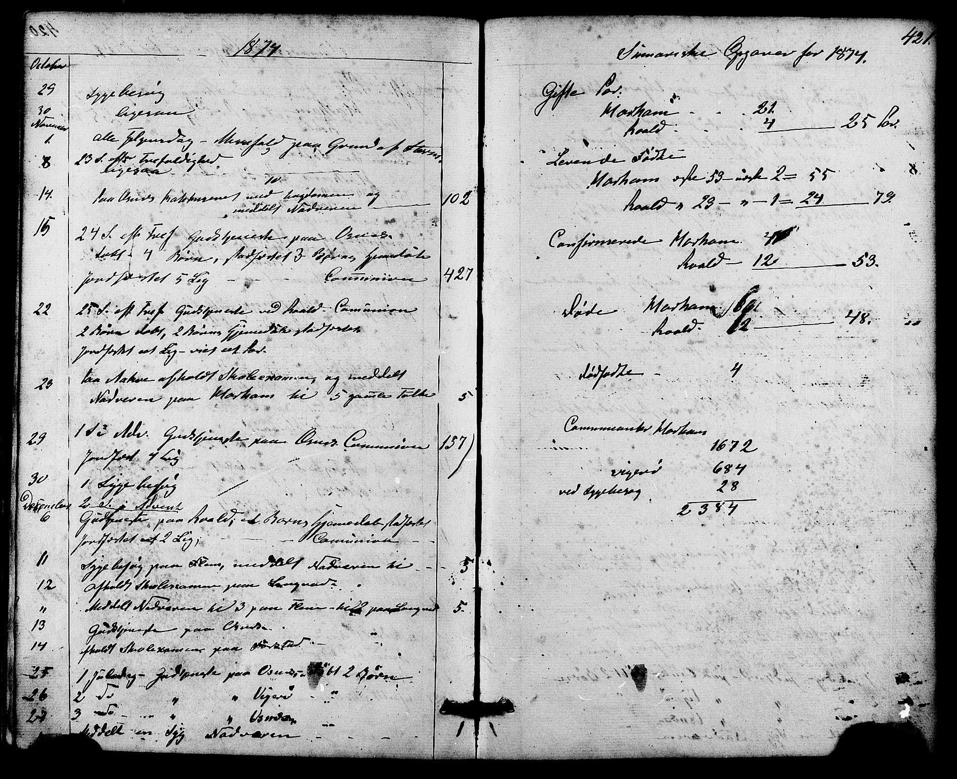 Ministerialprotokoller, klokkerbøker og fødselsregistre - Møre og Romsdal, AV/SAT-A-1454/536/L0498: Parish register (official) no. 536A07, 1862-1875, p. 421