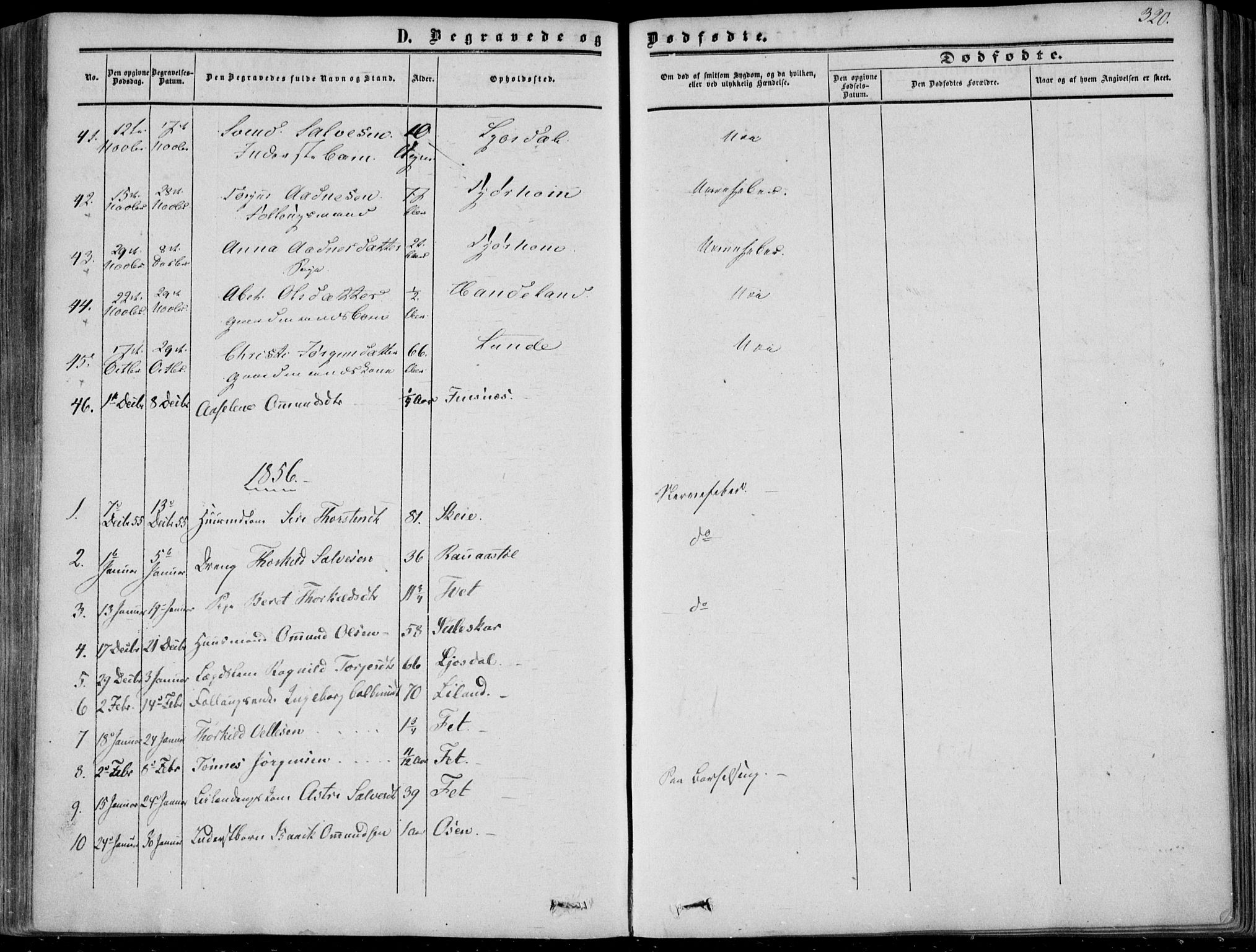 Sirdal sokneprestkontor, AV/SAK-1111-0036/F/Fa/Fab/L0002: Parish register (official) no. A 2, 1855-1874, p. 320