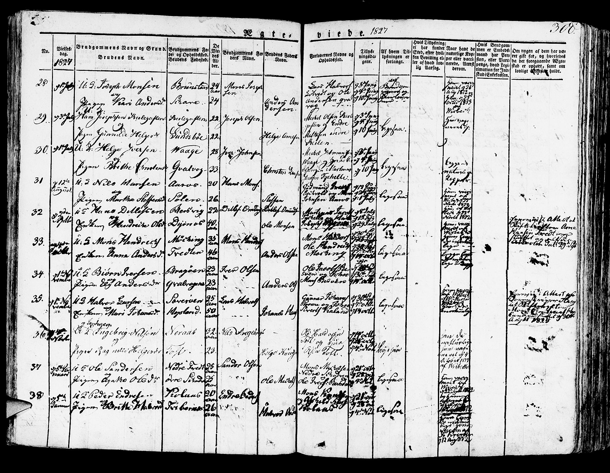 Lindås Sokneprestembete, SAB/A-76701/H/Haa: Parish register (official) no. A 8, 1823-1836, p. 300