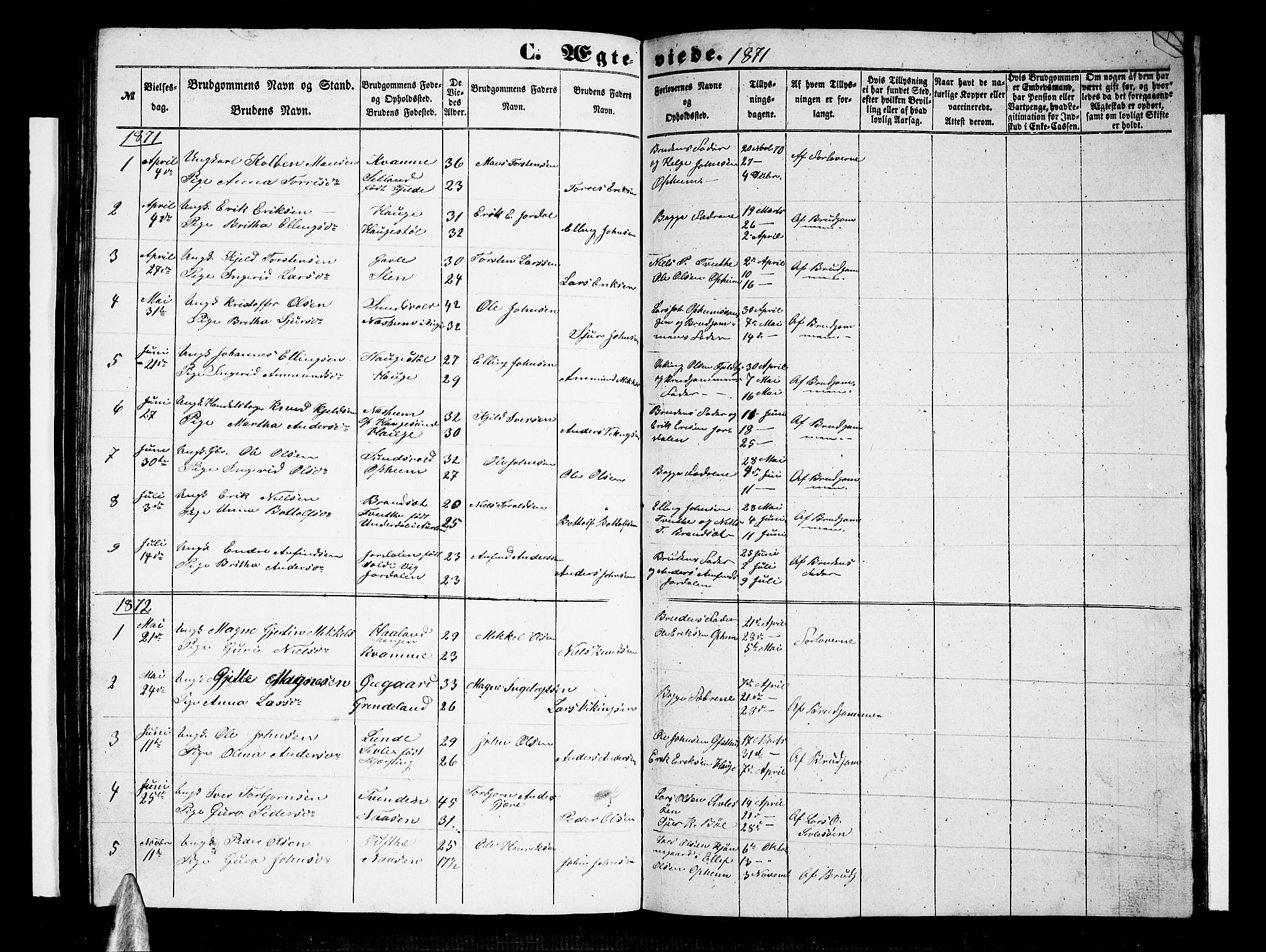 Vossestrand Sokneprestembete, AV/SAB-A-79101/H/Hab: Parish register (copy) no. A 1, 1855-1879