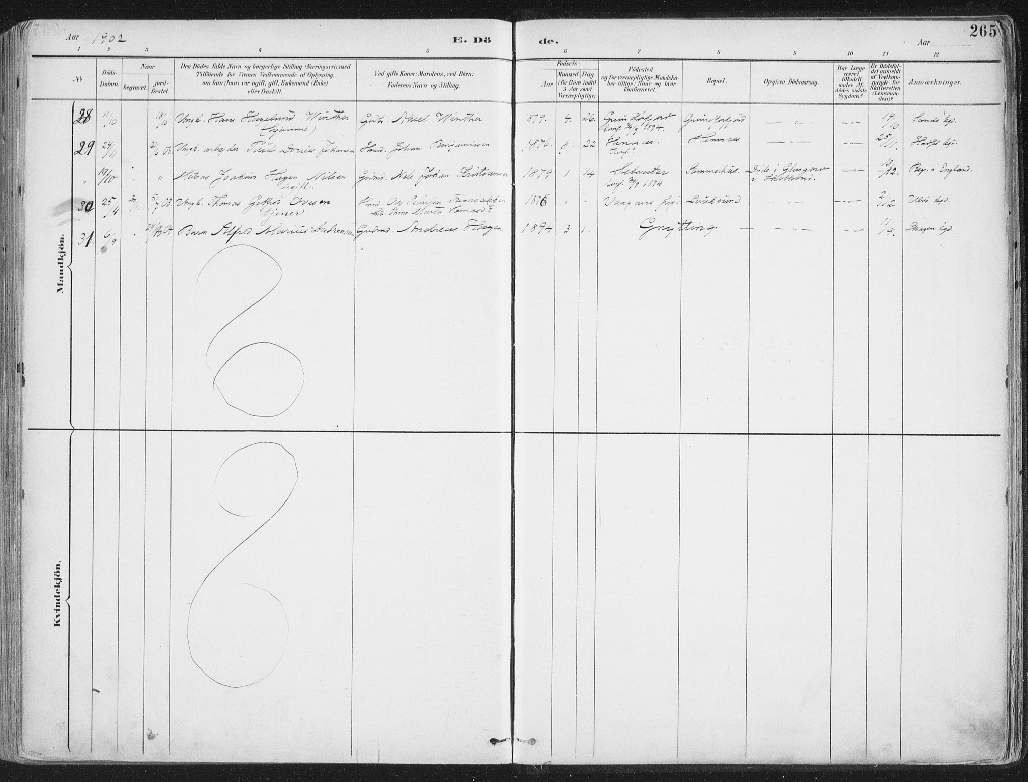 Ministerialprotokoller, klokkerbøker og fødselsregistre - Nordland, AV/SAT-A-1459/888/L1246: Parish register (official) no. 888A12, 1891-1903, p. 265