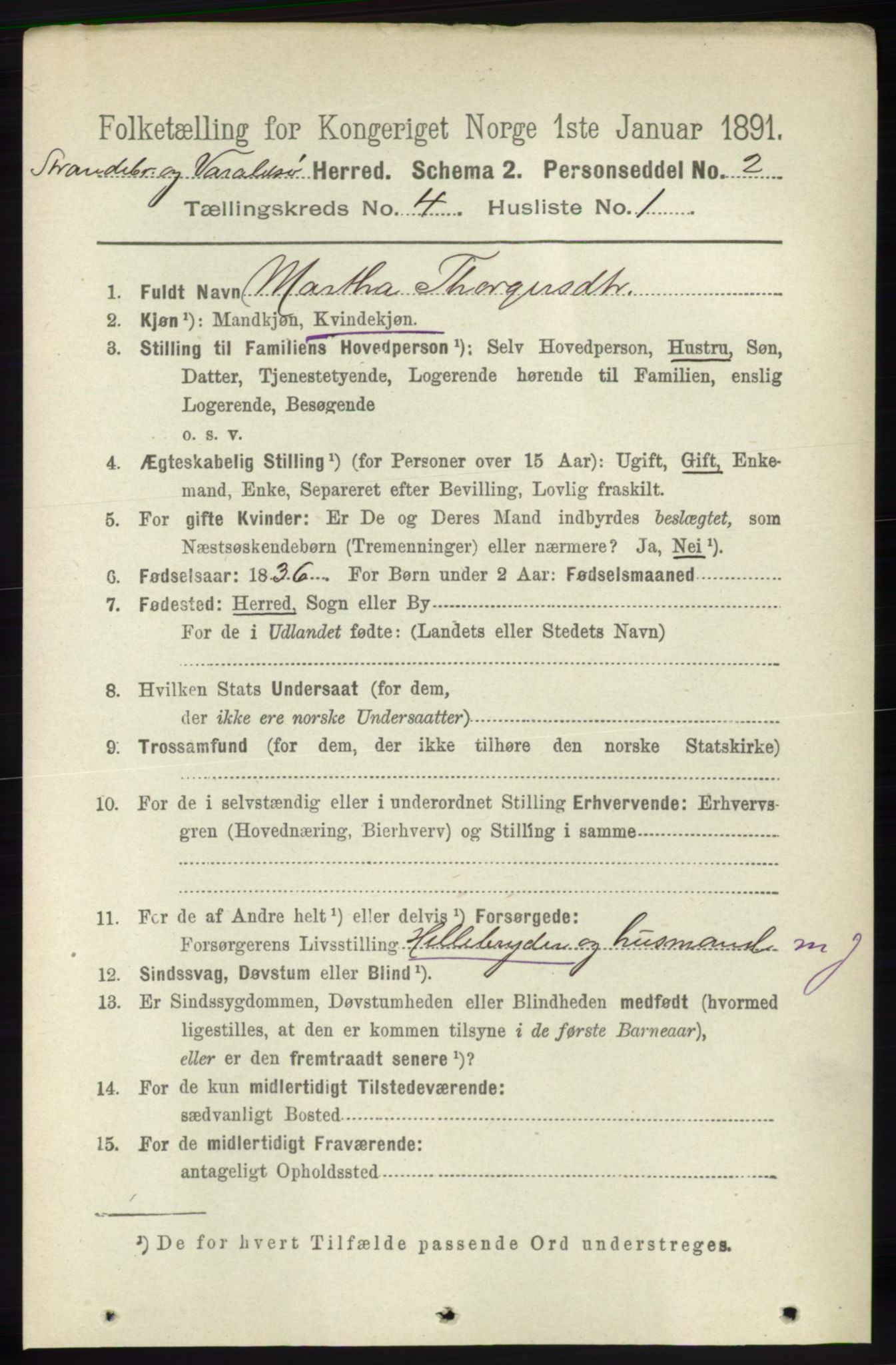 RA, 1891 census for 1226 Strandebarm og Varaldsøy, 1891, p. 1446