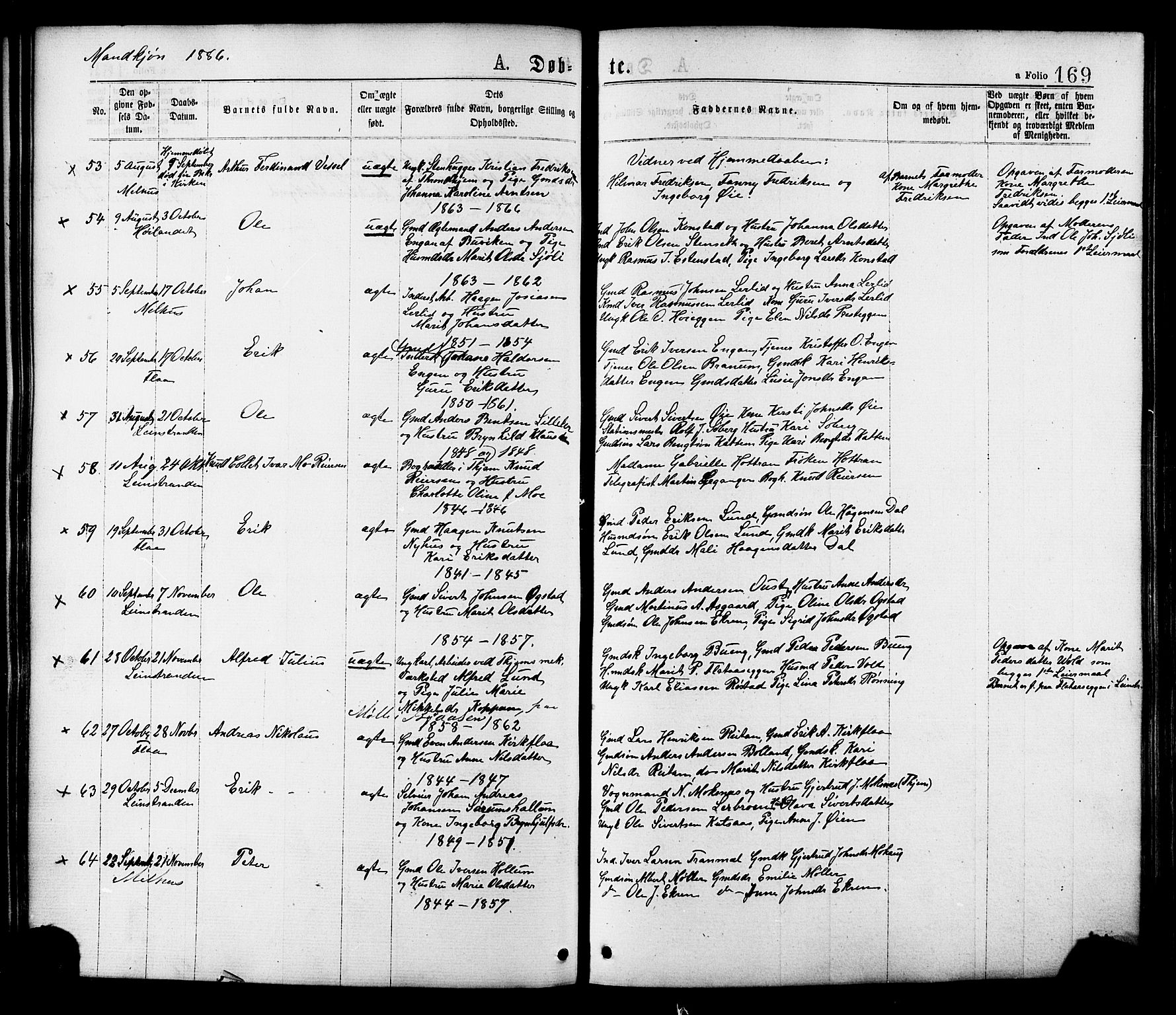 Ministerialprotokoller, klokkerbøker og fødselsregistre - Sør-Trøndelag, SAT/A-1456/691/L1079: Parish register (official) no. 691A11, 1873-1886, p. 169