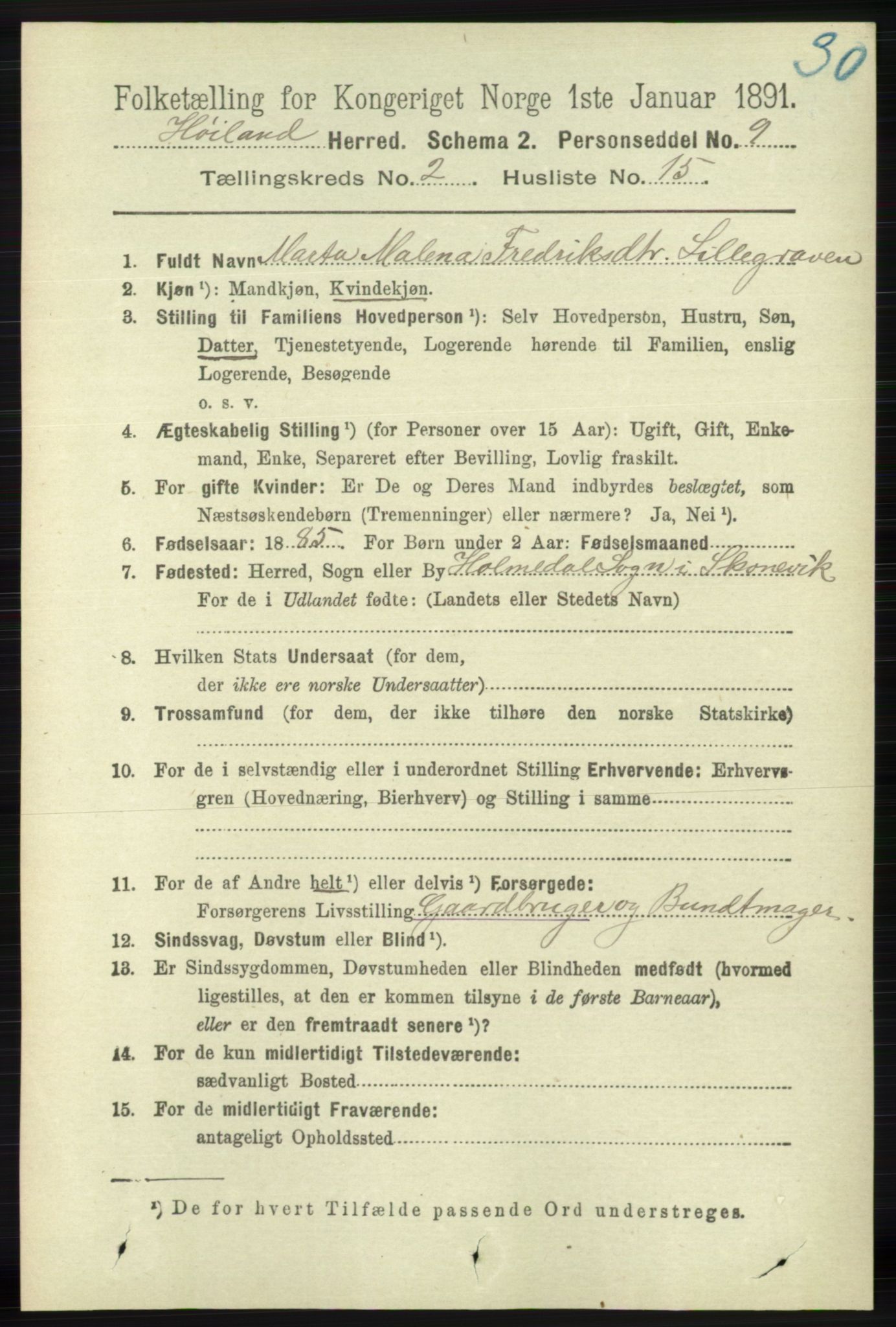 RA, 1891 census for 1123 Høyland, 1891, p. 417