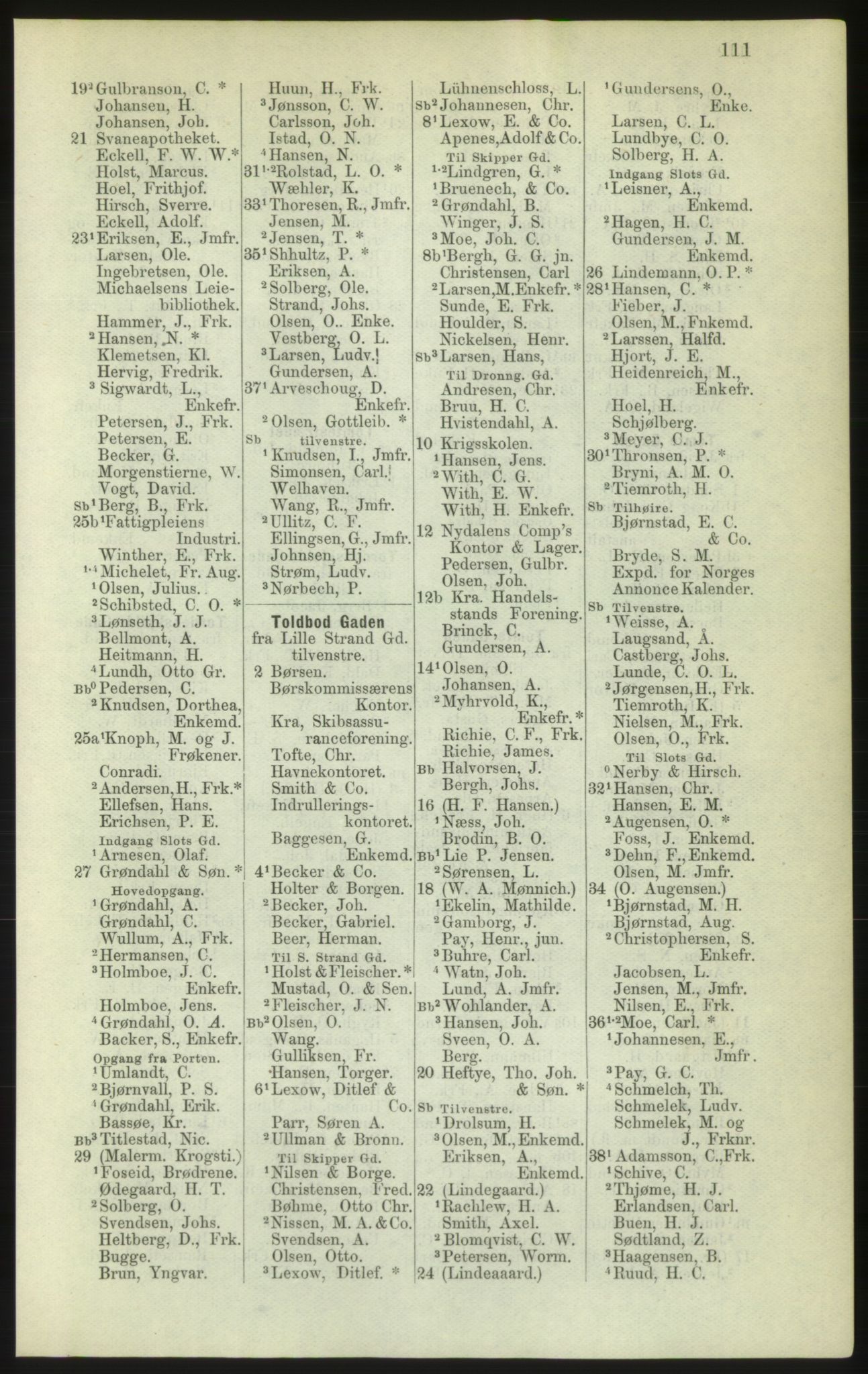 Kristiania/Oslo adressebok, PUBL/-, 1882, p. 111