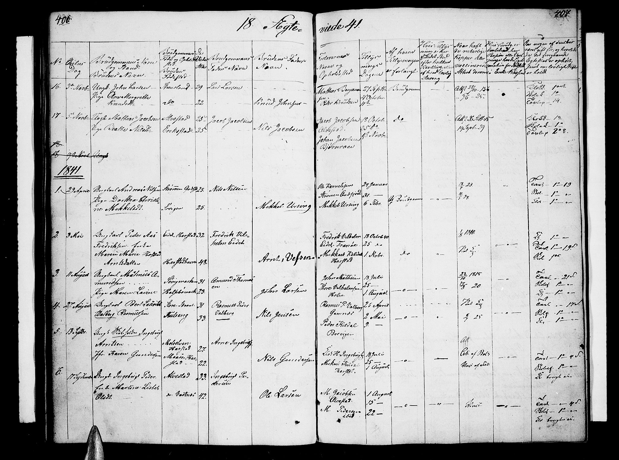 Trondenes sokneprestkontor, SATØ/S-1319/H/Hb/L0005klokker: Parish register (copy) no. 5, 1834-1845, p. 406-407
