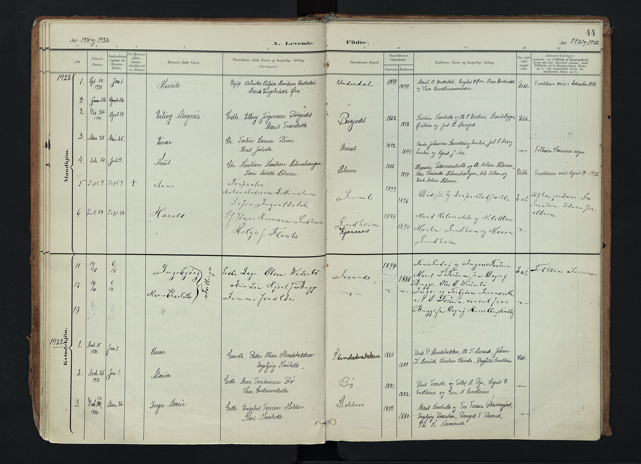Nord-Aurdal prestekontor, AV/SAH-PREST-132/H/Ha/Haa/L0017: Parish register (official) no. 17, 1897-1926, p. 44