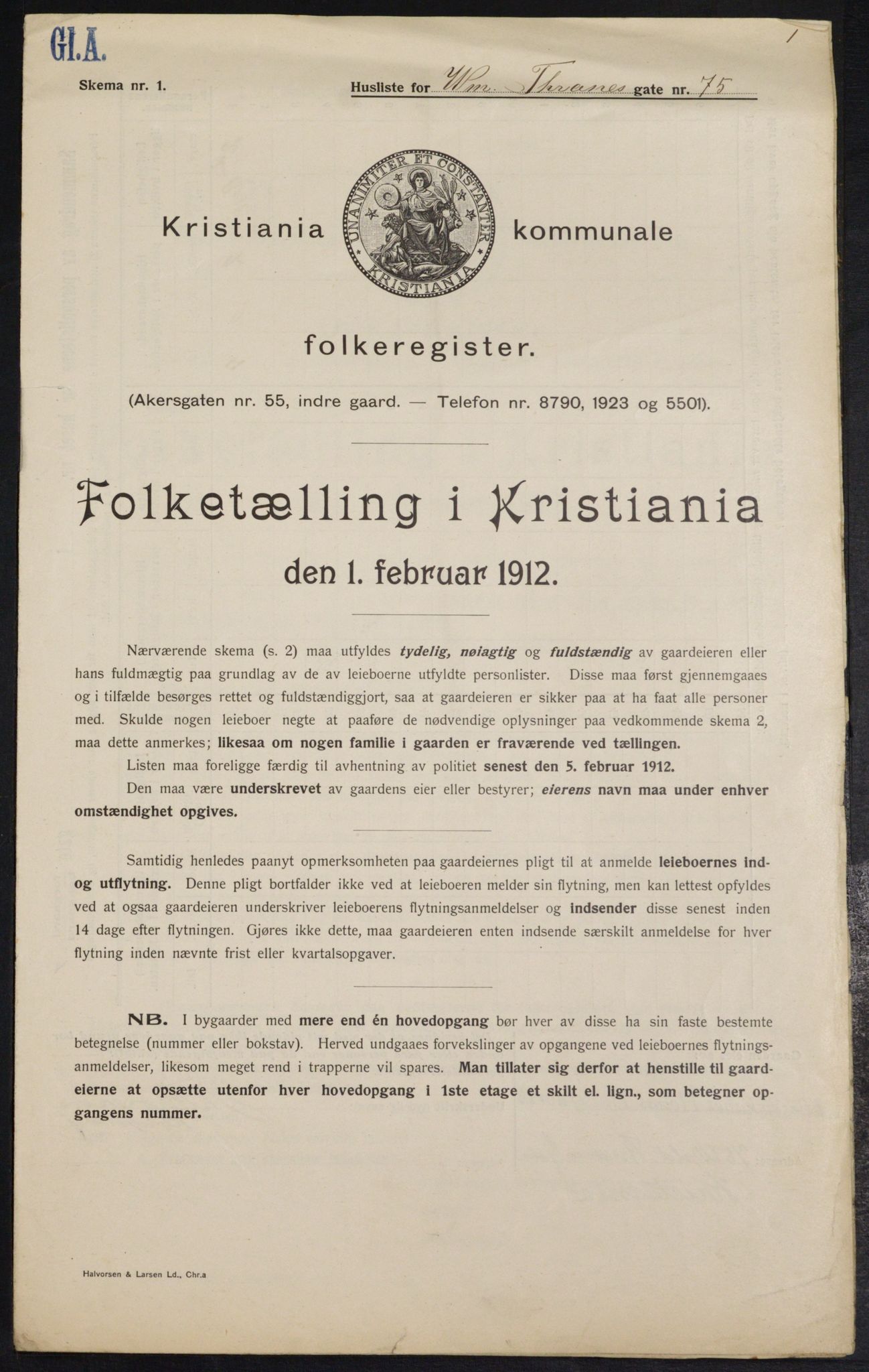 OBA, Municipal Census 1912 for Kristiania, 1912, p. 127299