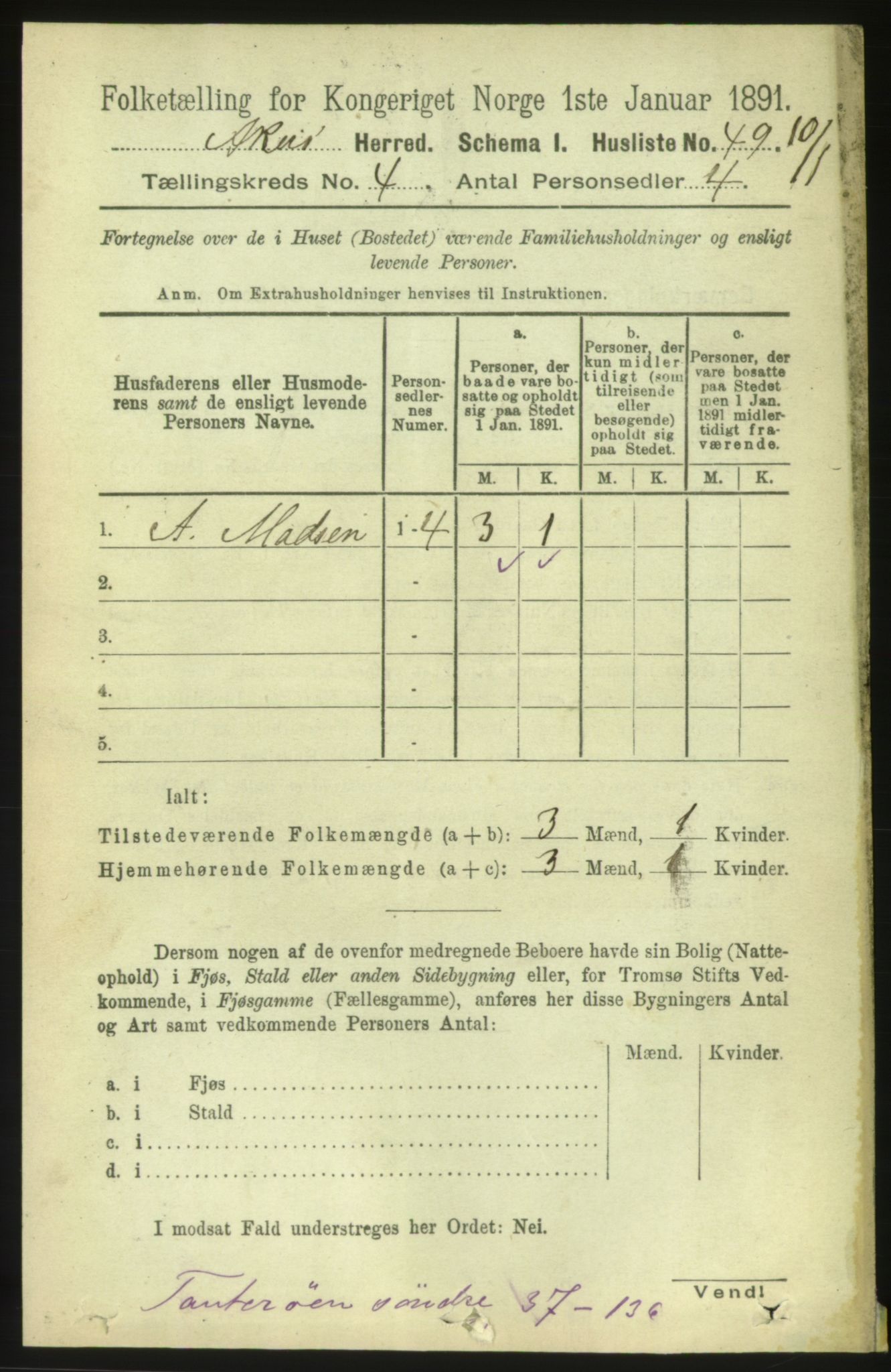 RA, 1891 census for 1545 Aukra, 1891, p. 1635