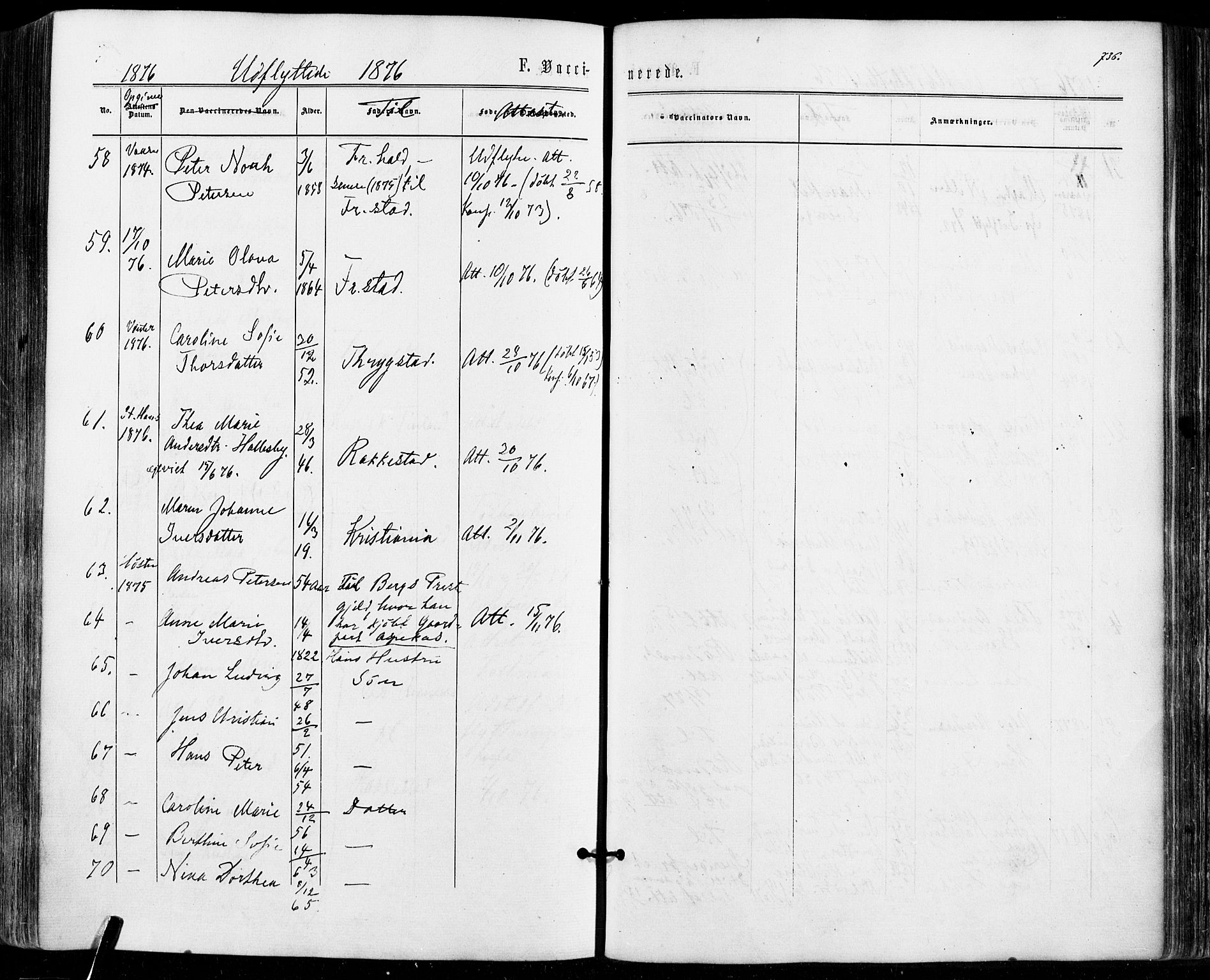 Aremark prestekontor Kirkebøker, AV/SAO-A-10899/F/Fc/L0004: Parish register (official) no. III 4, 1866-1877, p. 735-736