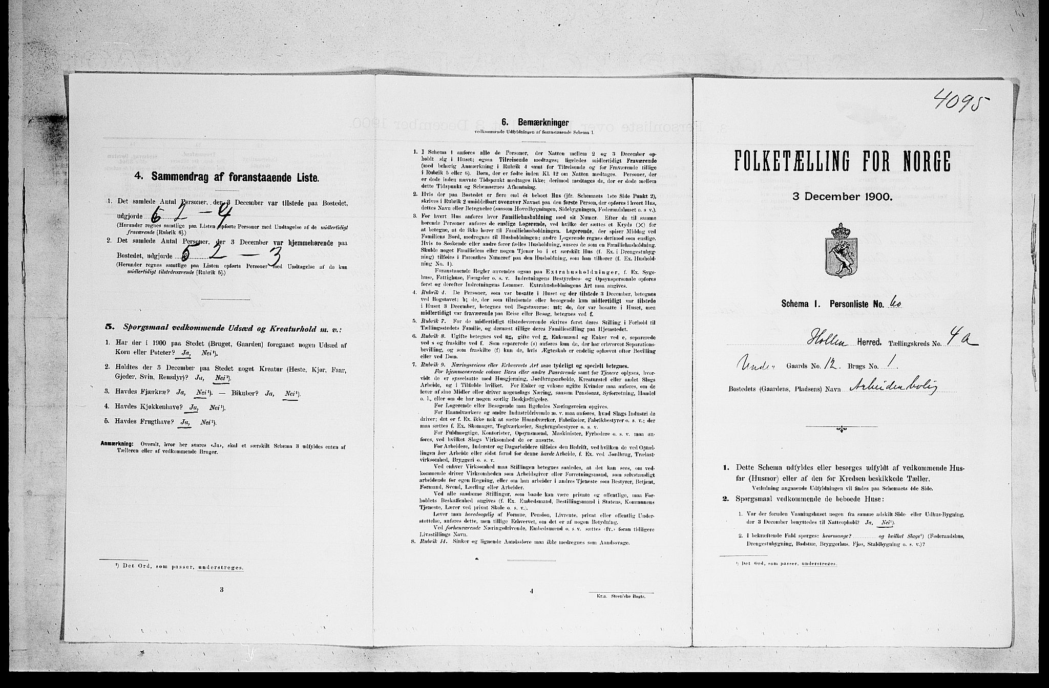 SAKO, 1900 census for Holla, 1900, p. 454