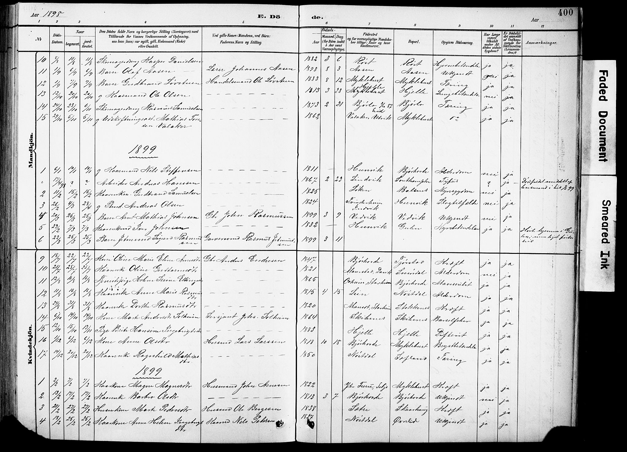 Eid sokneprestembete, SAB/A-82301/H/Hab/Habb/L0002: Parish register (copy) no. B 2, 1882-1907, p. 400