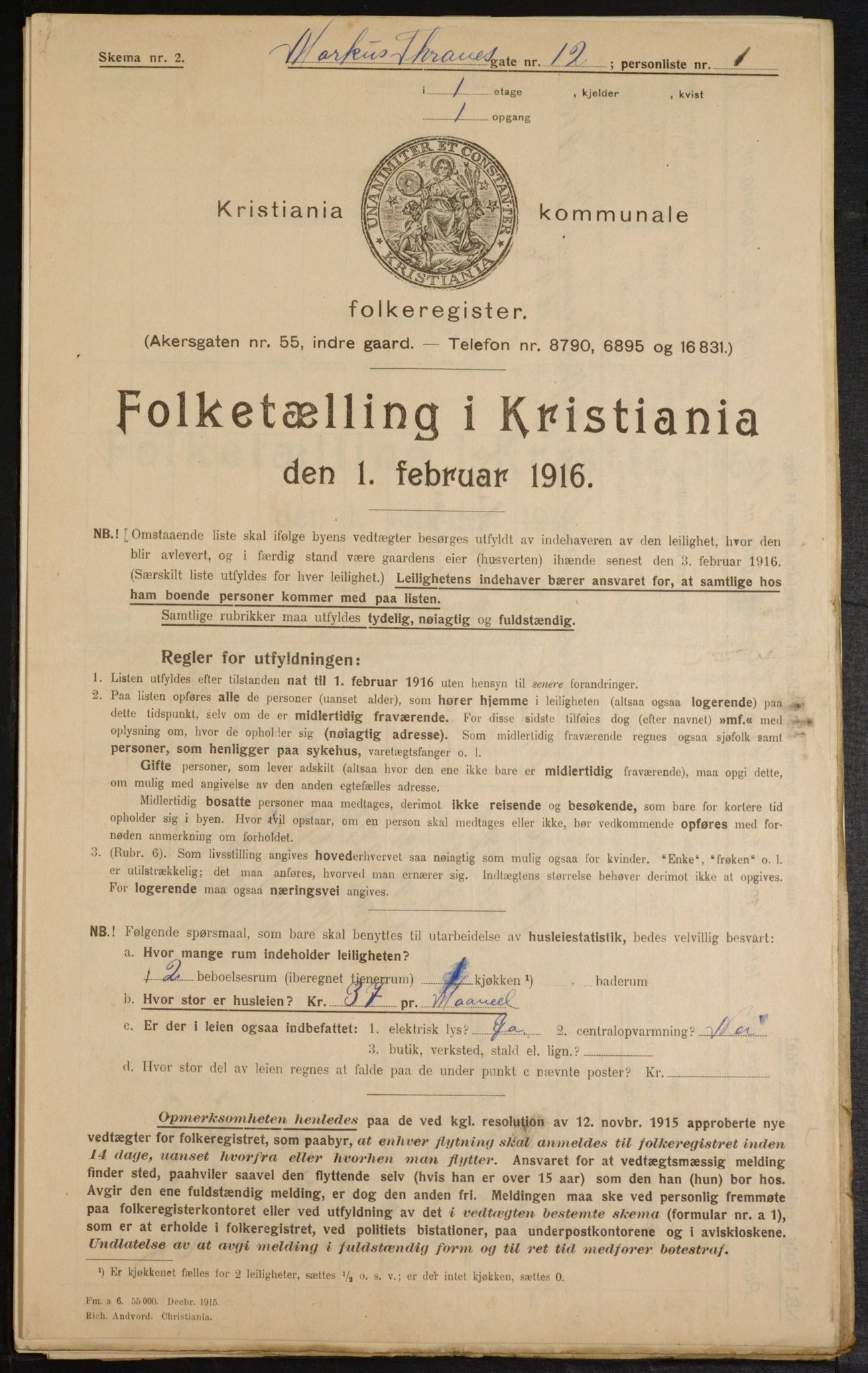 OBA, Municipal Census 1916 for Kristiania, 1916, p. 61766