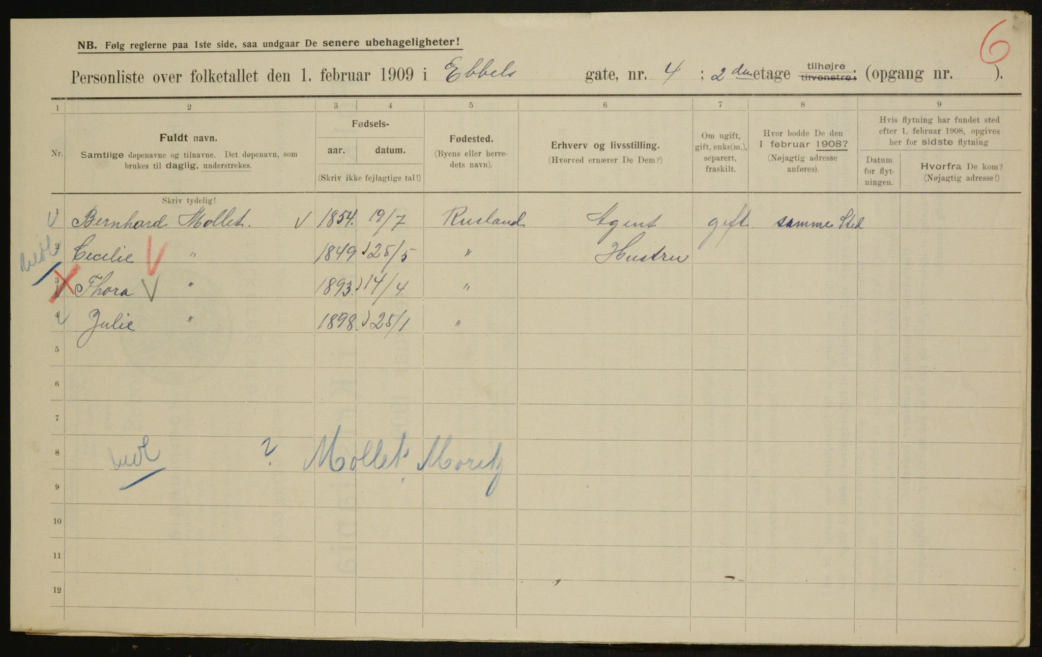 OBA, Municipal Census 1909 for Kristiania, 1909, p. 16596