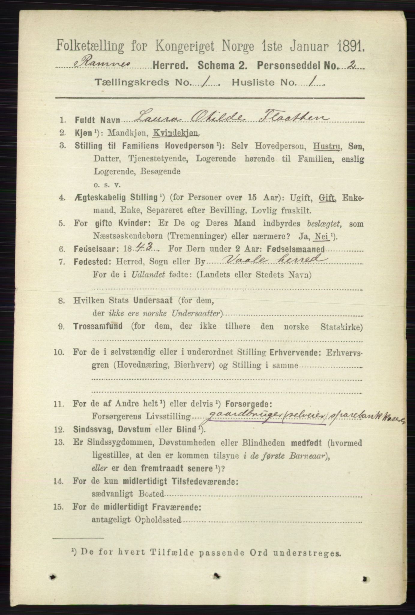 RA, 1891 census for 0718 Ramnes, 1891, p. 94