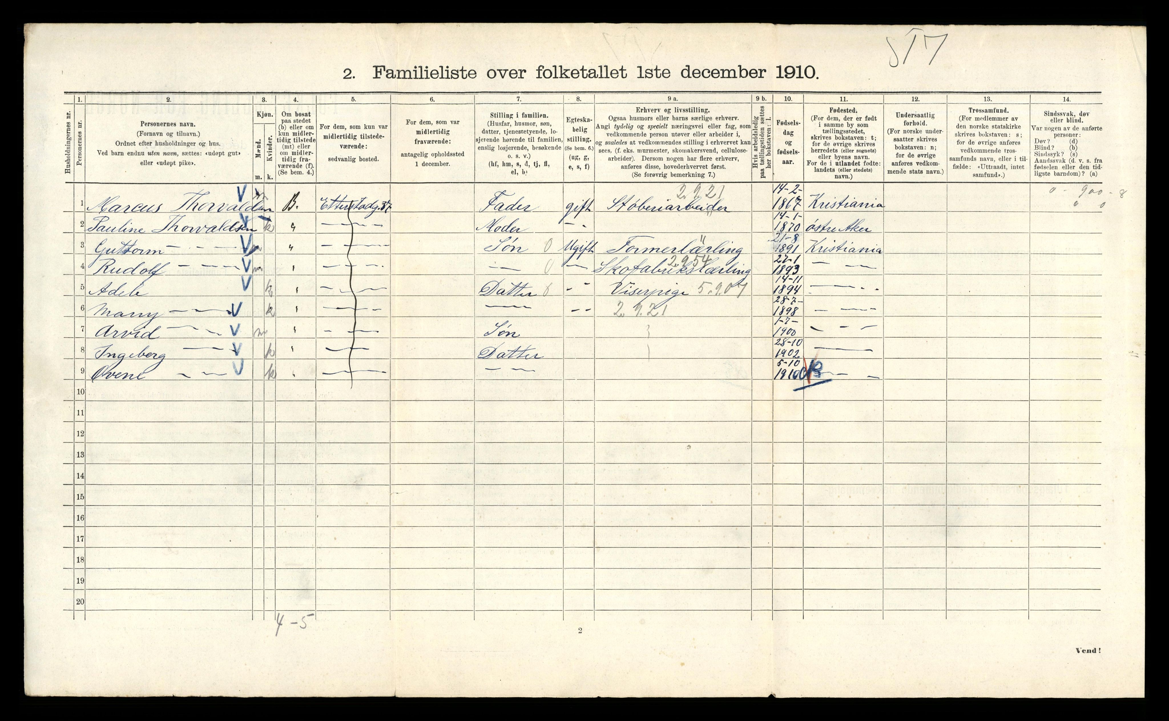 RA, 1910 census for Kristiania, 1910, p. 22030