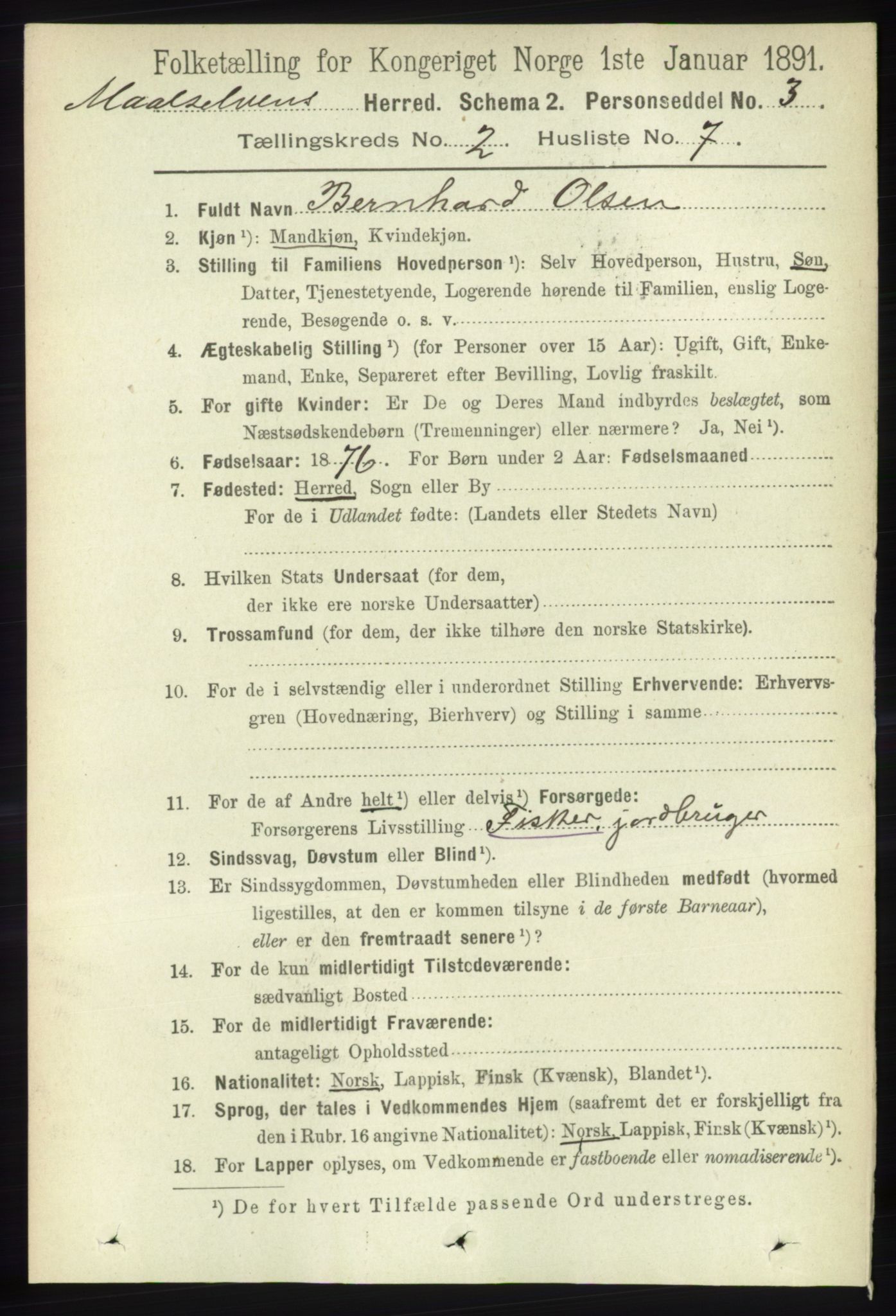 RA, 1891 census for 1924 Målselv, 1891, p. 331