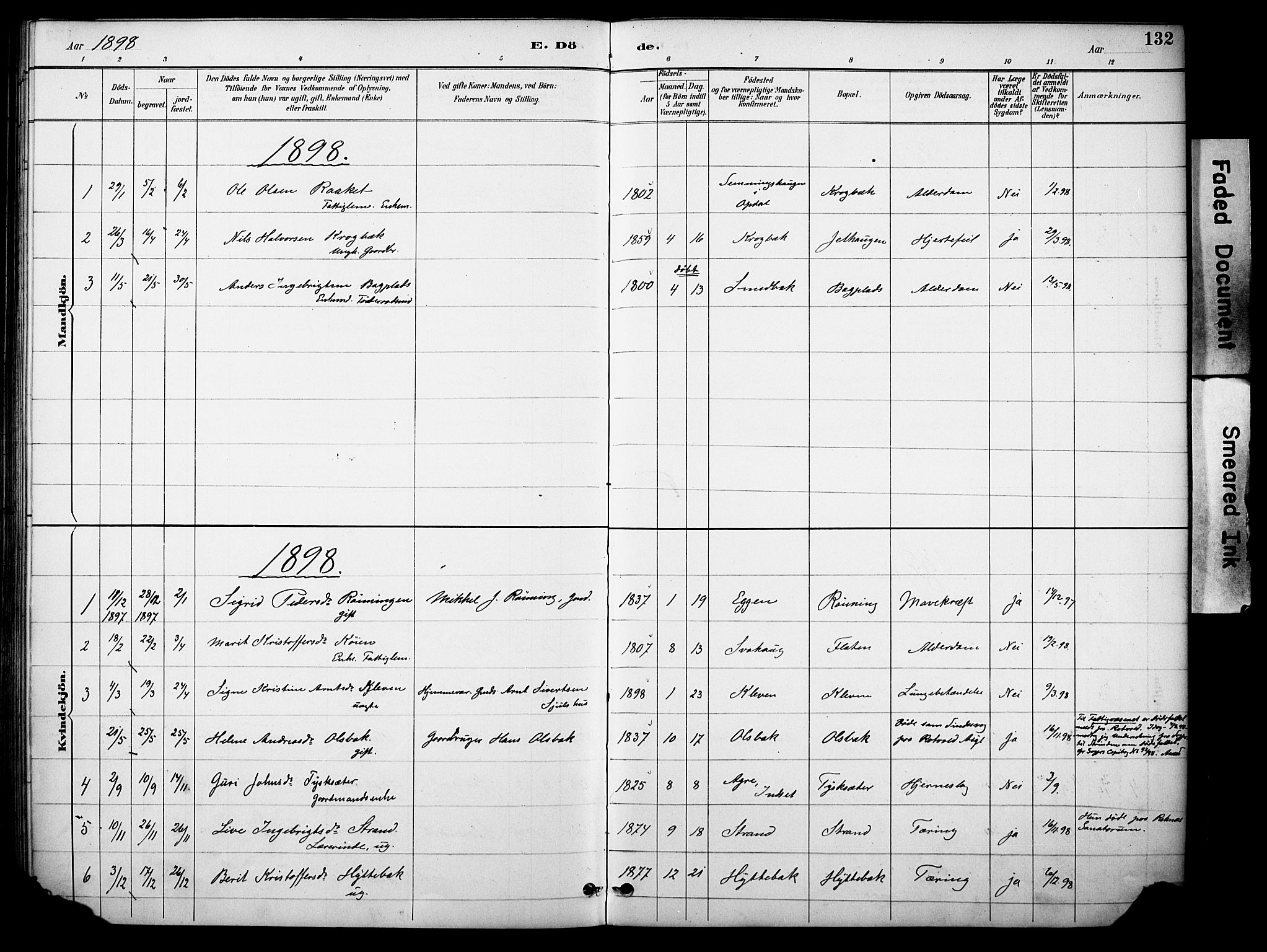 Kvikne prestekontor, SAH/PREST-064/H/Ha/Haa/L0007: Parish register (official) no. 7, 1887-1911, p. 132
