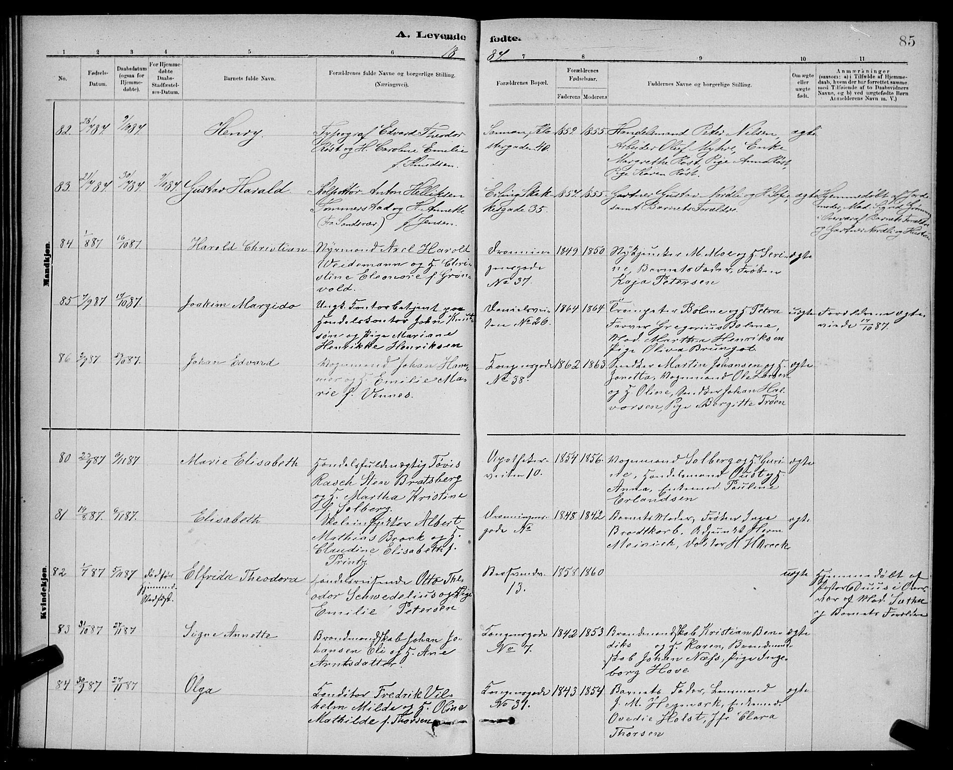 Ministerialprotokoller, klokkerbøker og fødselsregistre - Sør-Trøndelag, AV/SAT-A-1456/601/L0092: Parish register (copy) no. 601C10, 1884-1897, p. 85