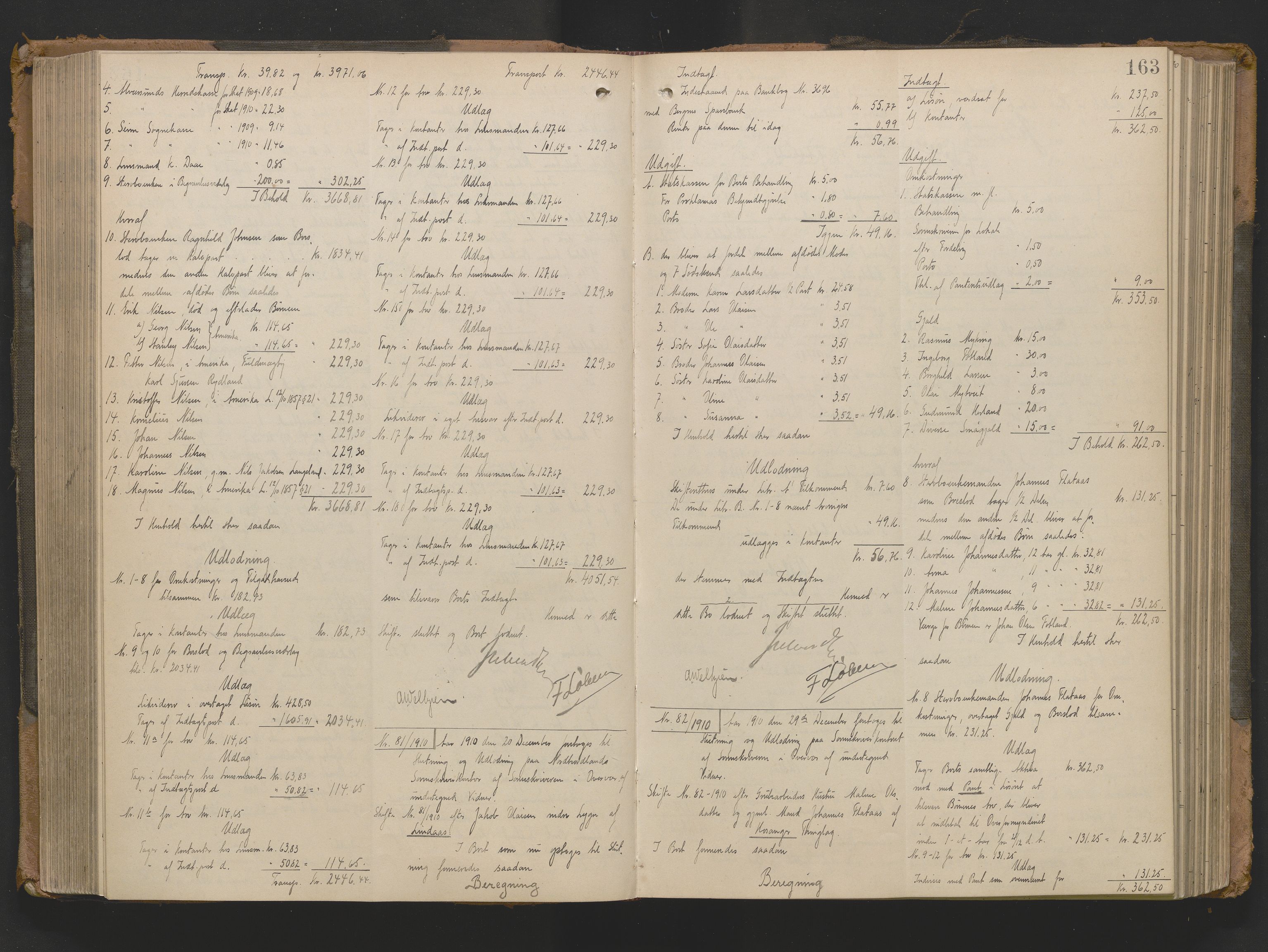 Nordhordland sorenskrivar, AV/SAB-A-2901/1/H/Hd/Hda/L0013: Skifteutlodningsprotokollar, 1906-1918, p. 163