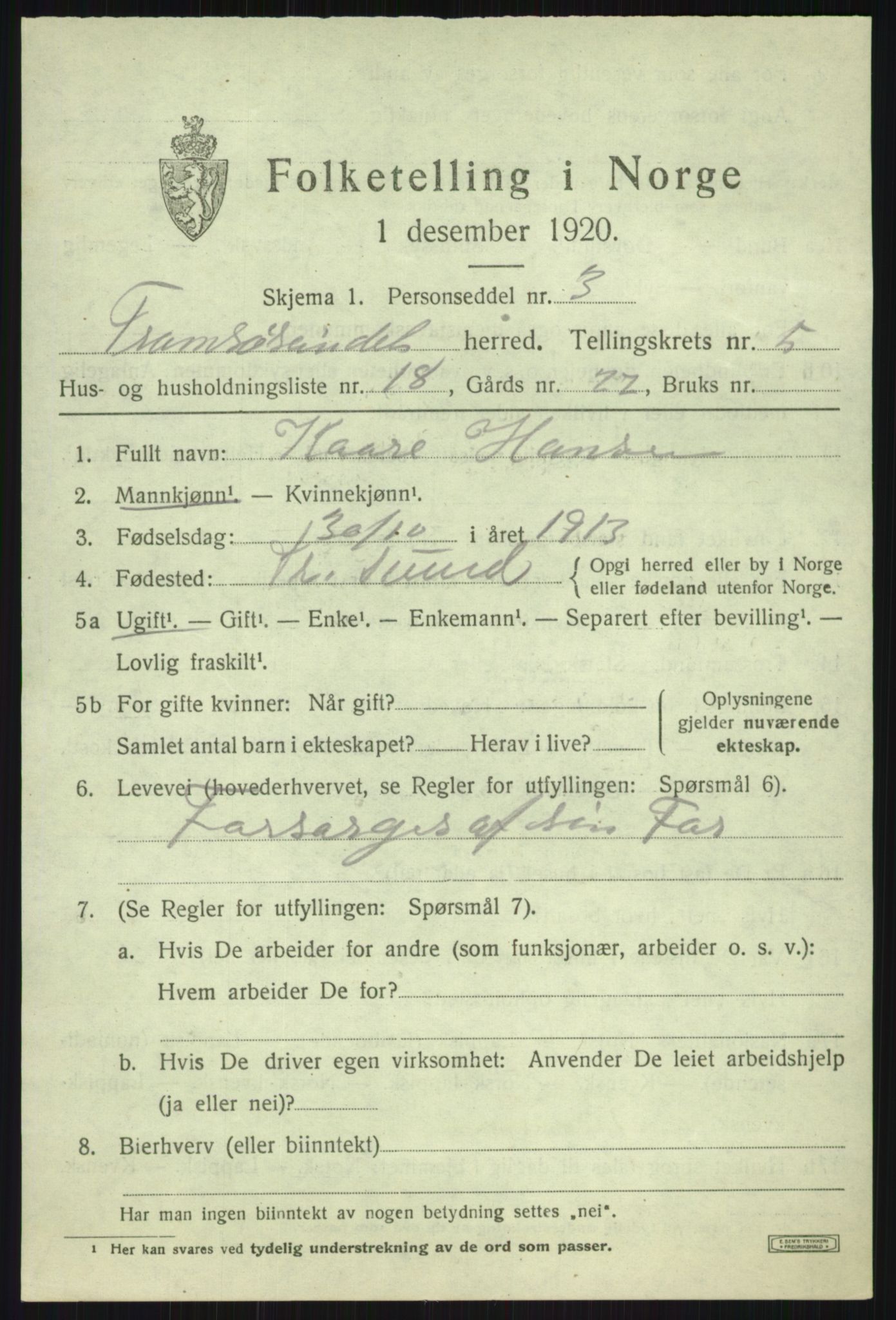 SATØ, 1920 census for Tromsøysund, 1920, p. 4942