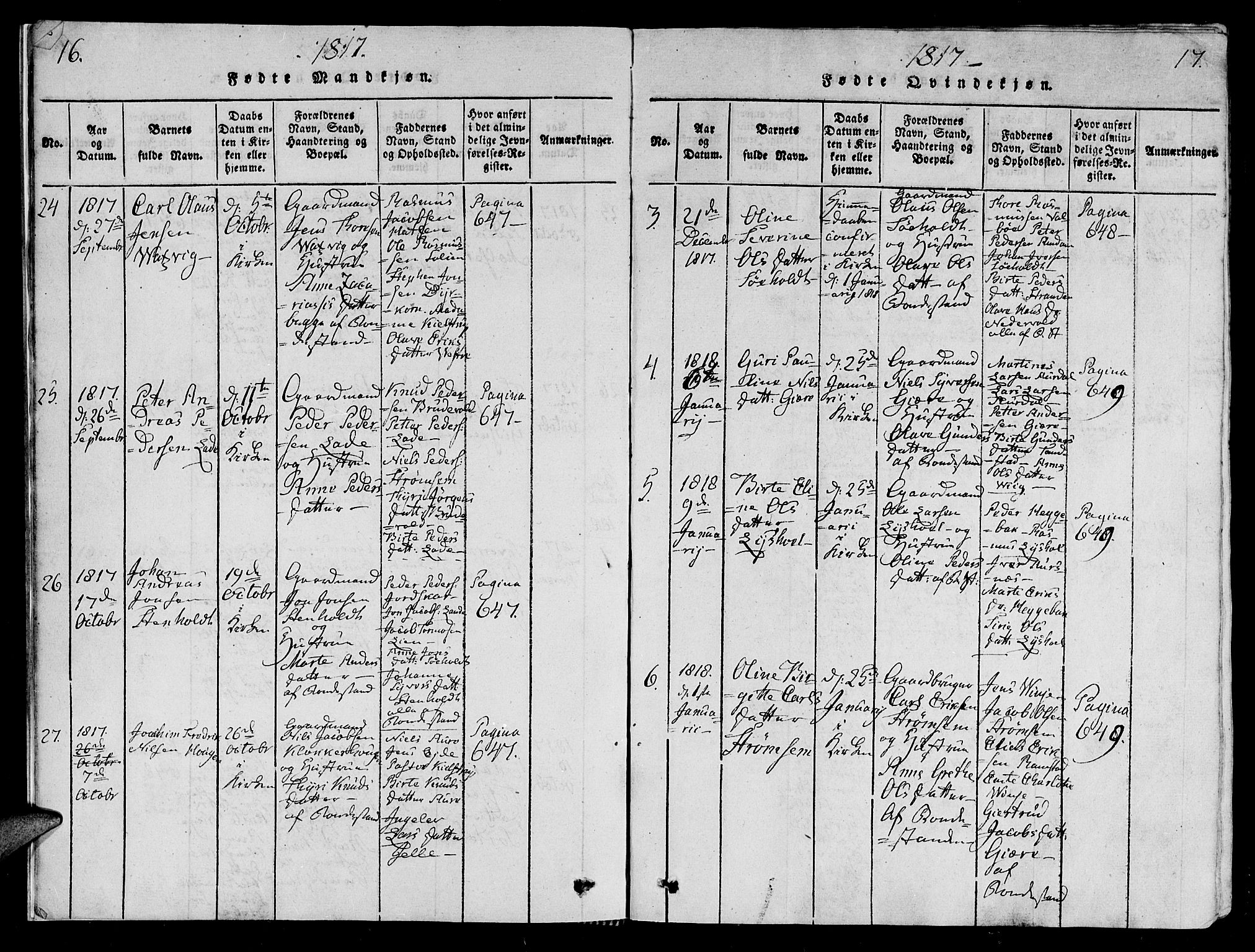 Ministerialprotokoller, klokkerbøker og fødselsregistre - Møre og Romsdal, AV/SAT-A-1454/522/L0310: Parish register (official) no. 522A05, 1816-1832, p. 16-17