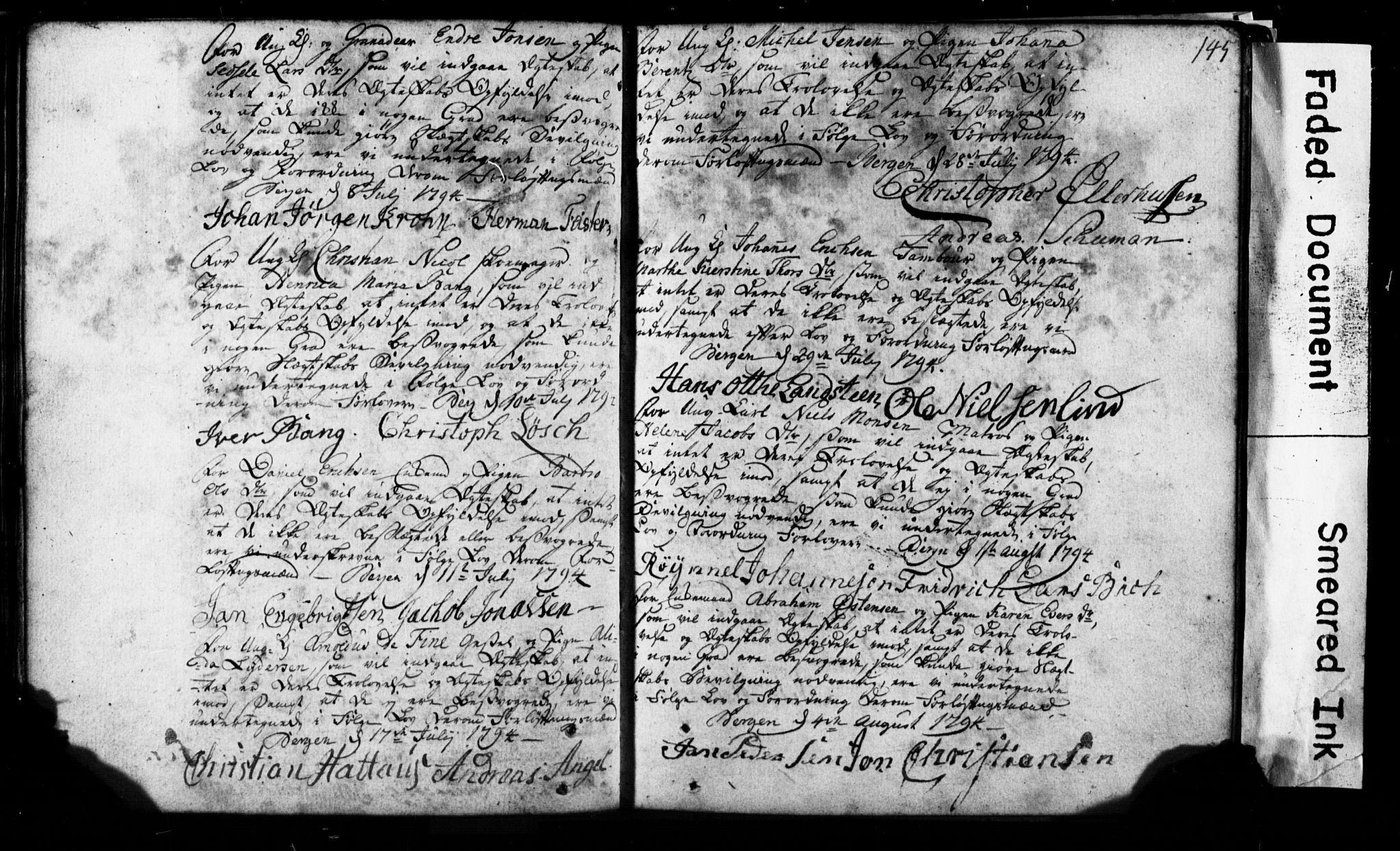 Korskirken sokneprestembete, AV/SAB-A-76101: Best man's statements no. II.5.1, 1776-1816, p. 145