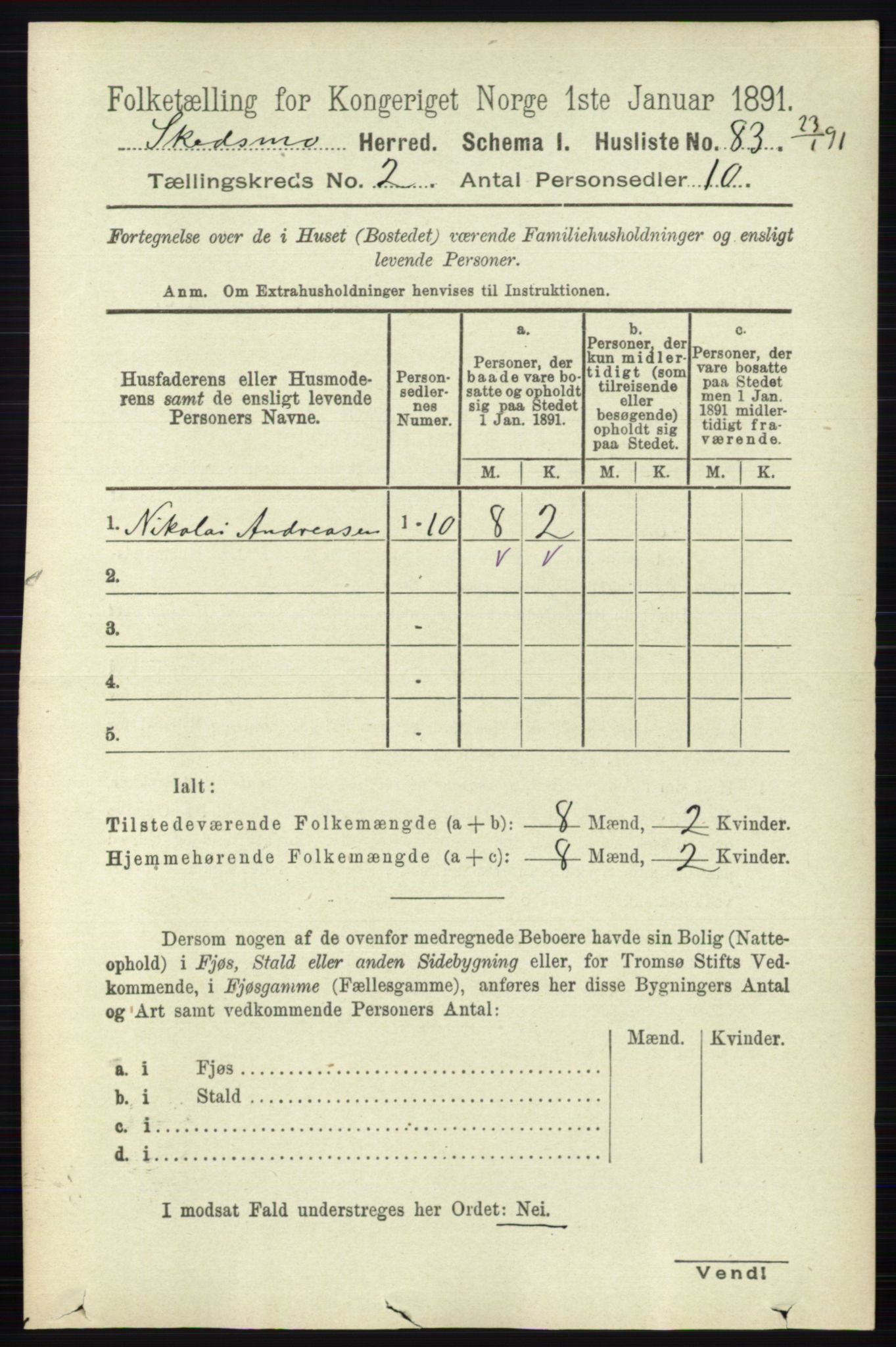 RA, 1891 census for 0231 Skedsmo, 1891, p. 594