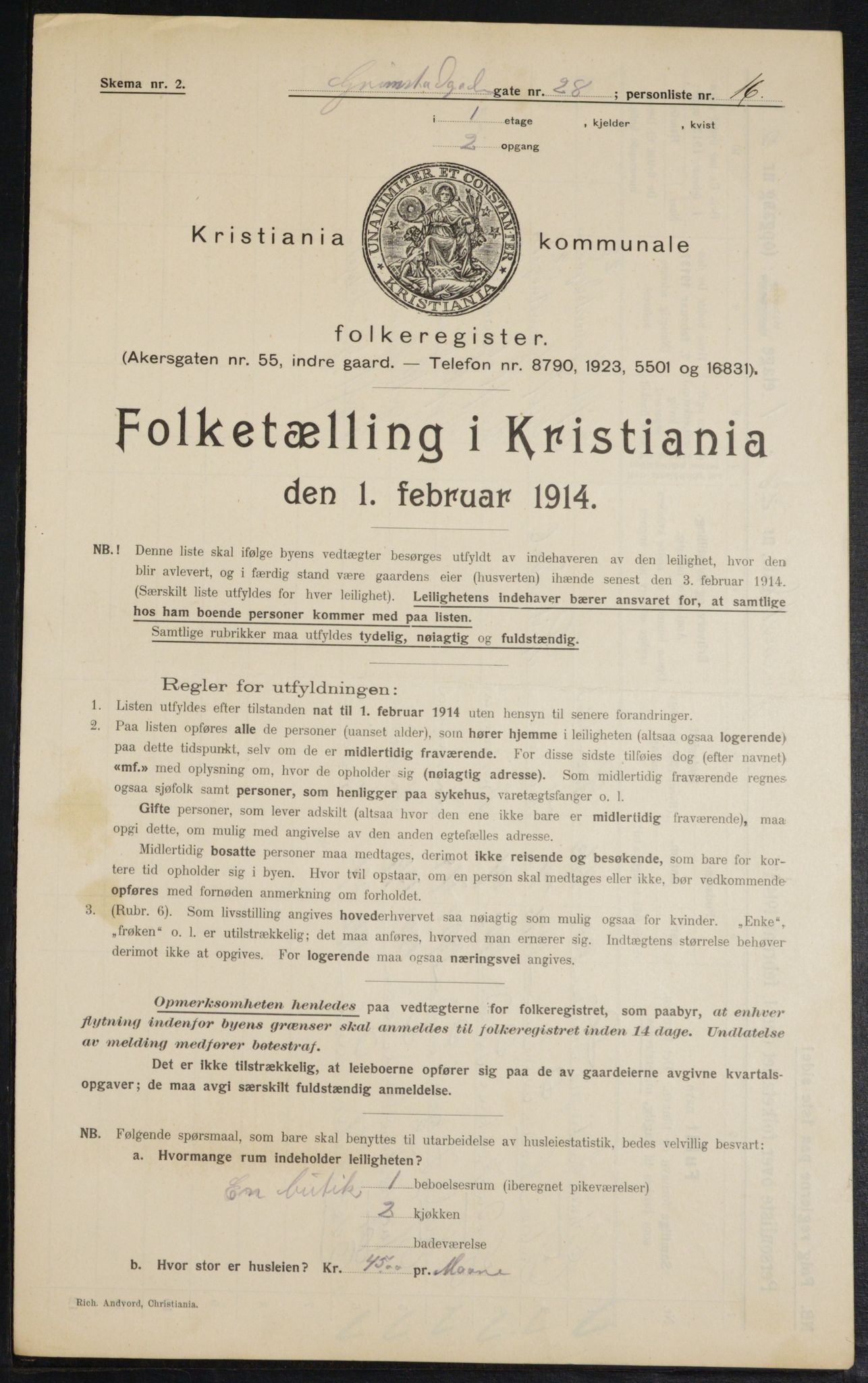 OBA, Municipal Census 1914 for Kristiania, 1914, p. 30284