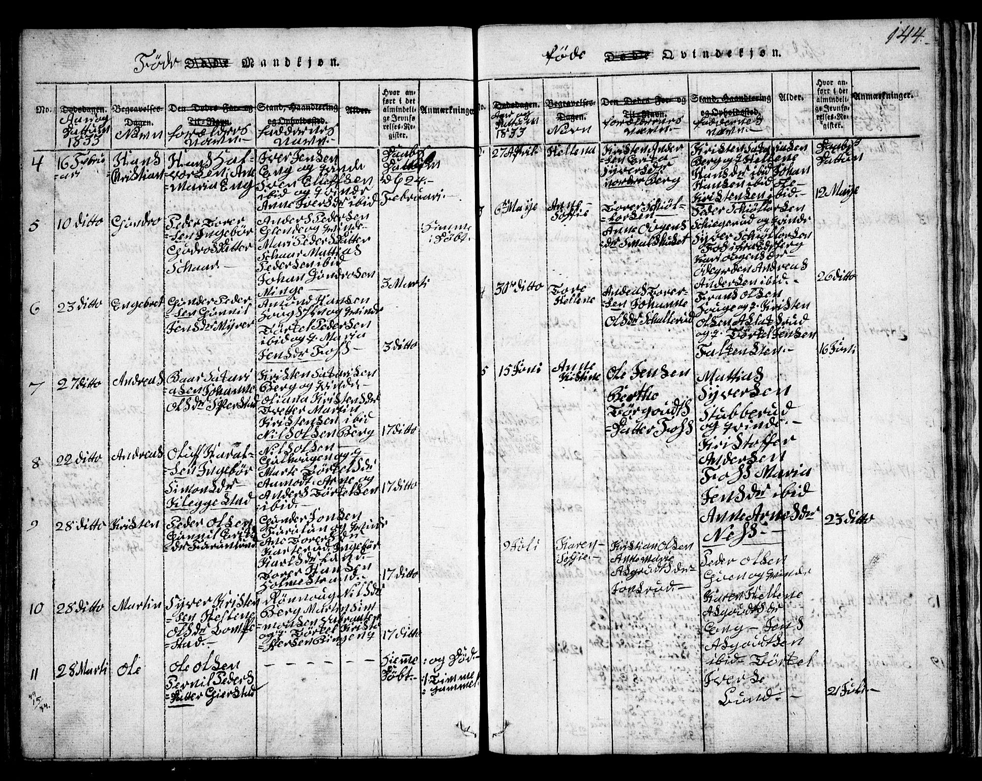 Skiptvet prestekontor Kirkebøker, AV/SAO-A-20009/G/Ga/L0001: Parish register (copy) no. 1, 1815-1838, p. 144