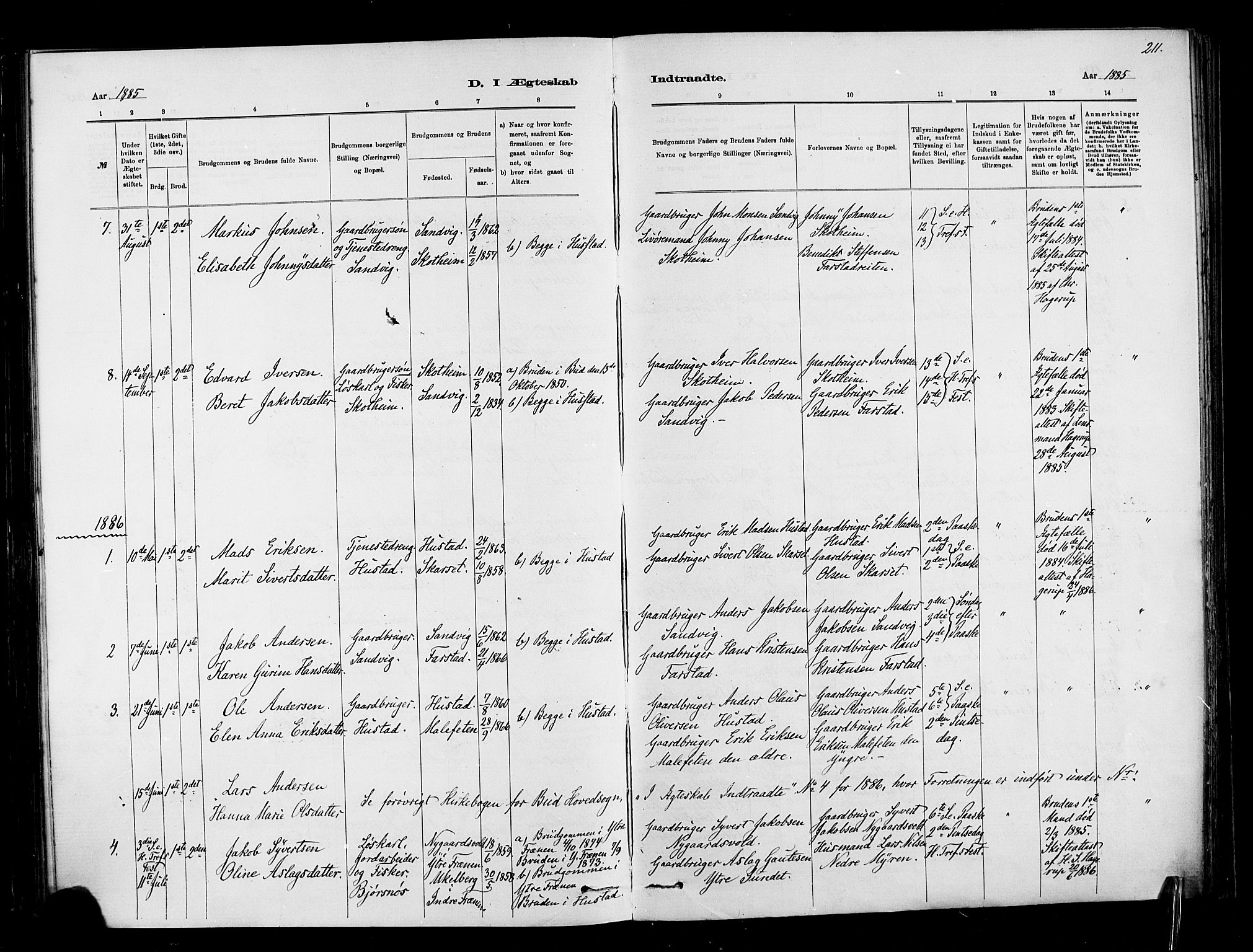 Ministerialprotokoller, klokkerbøker og fødselsregistre - Møre og Romsdal, AV/SAT-A-1454/567/L0778: Parish register (official) no. 567A01, 1881-1903, p. 211