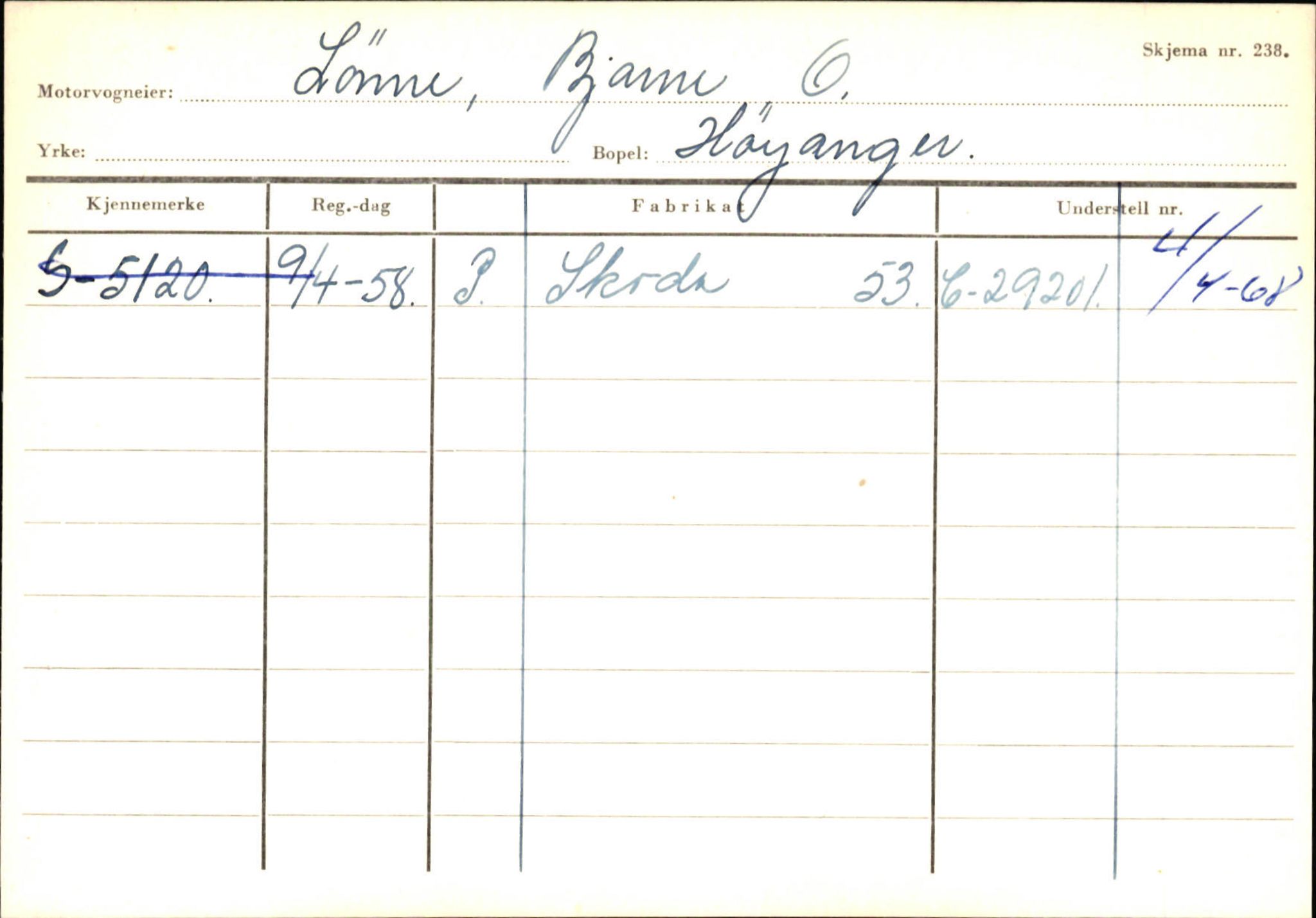 Statens vegvesen, Sogn og Fjordane vegkontor, SAB/A-5301/4/F/L0130: Eigarregister Eid T-Å. Høyanger A-O, 1945-1975, p. 2060