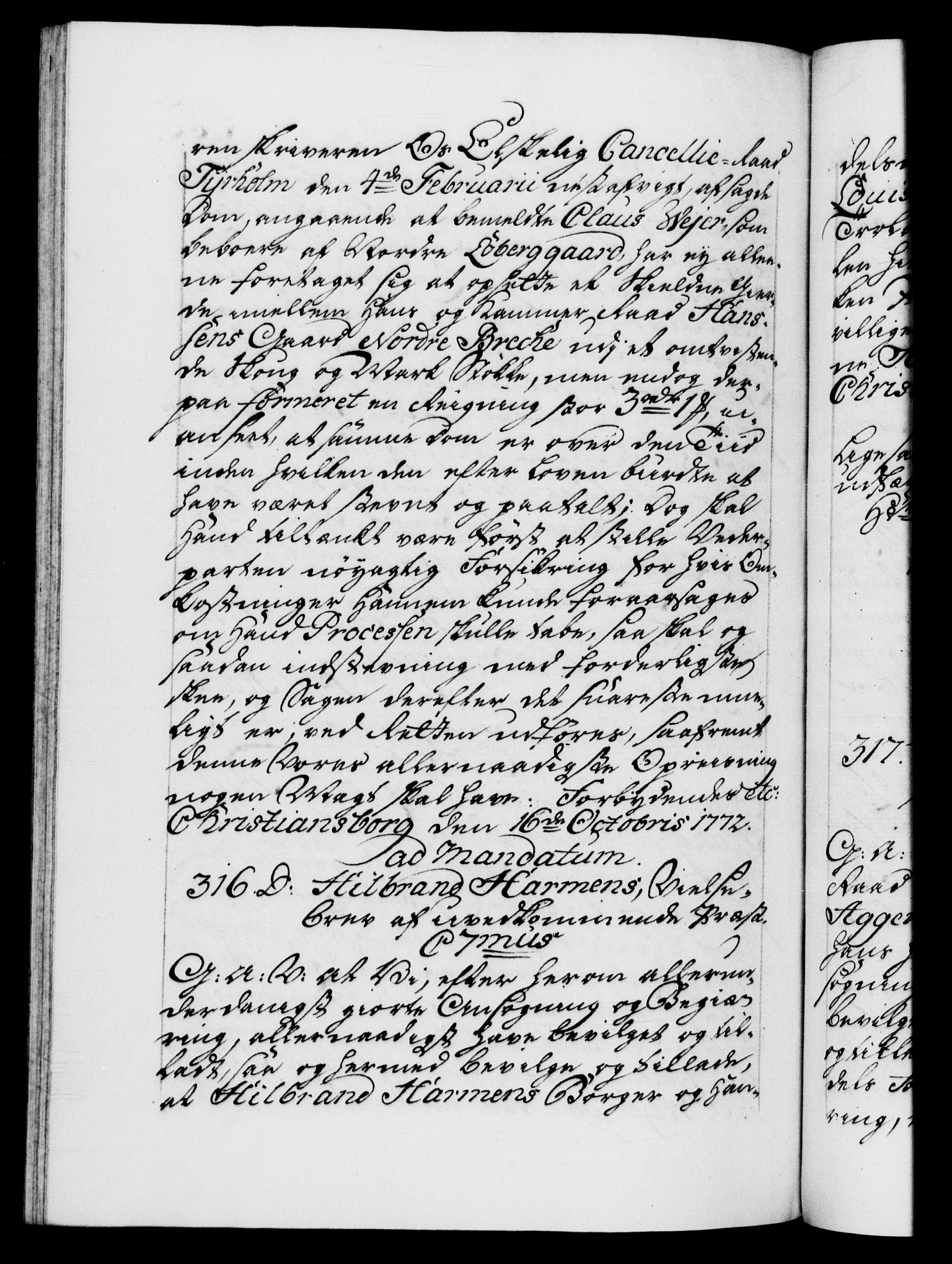 Danske Kanselli 1572-1799, AV/RA-EA-3023/F/Fc/Fca/Fcaa/L0045: Norske registre "Norske eller 3. dept.s åpne brev, 1771-1773, p. 442b