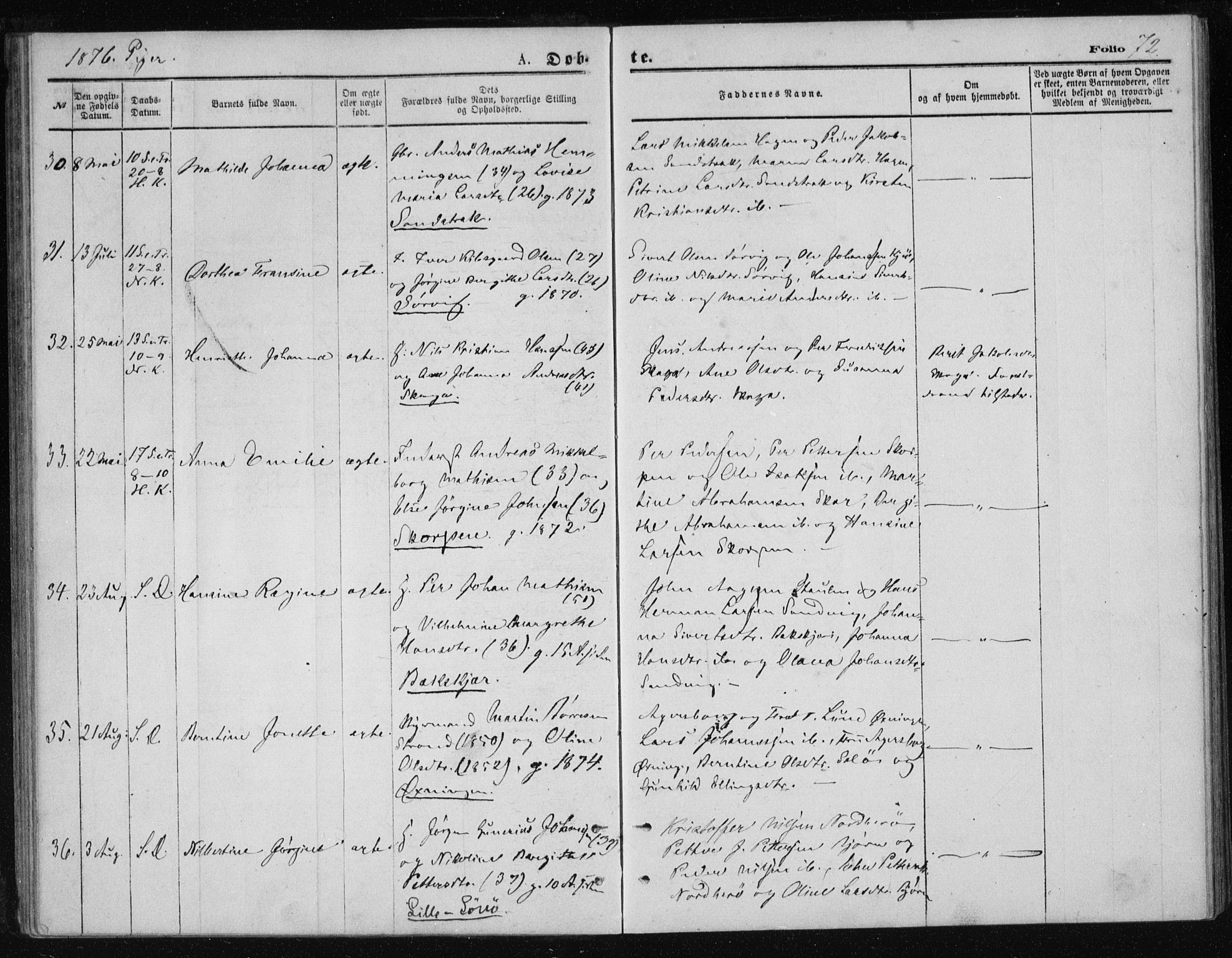 Ministerialprotokoller, klokkerbøker og fødselsregistre - Nordland, AV/SAT-A-1459/834/L0506: Parish register (official) no. 834A04, 1872-1878, p. 72