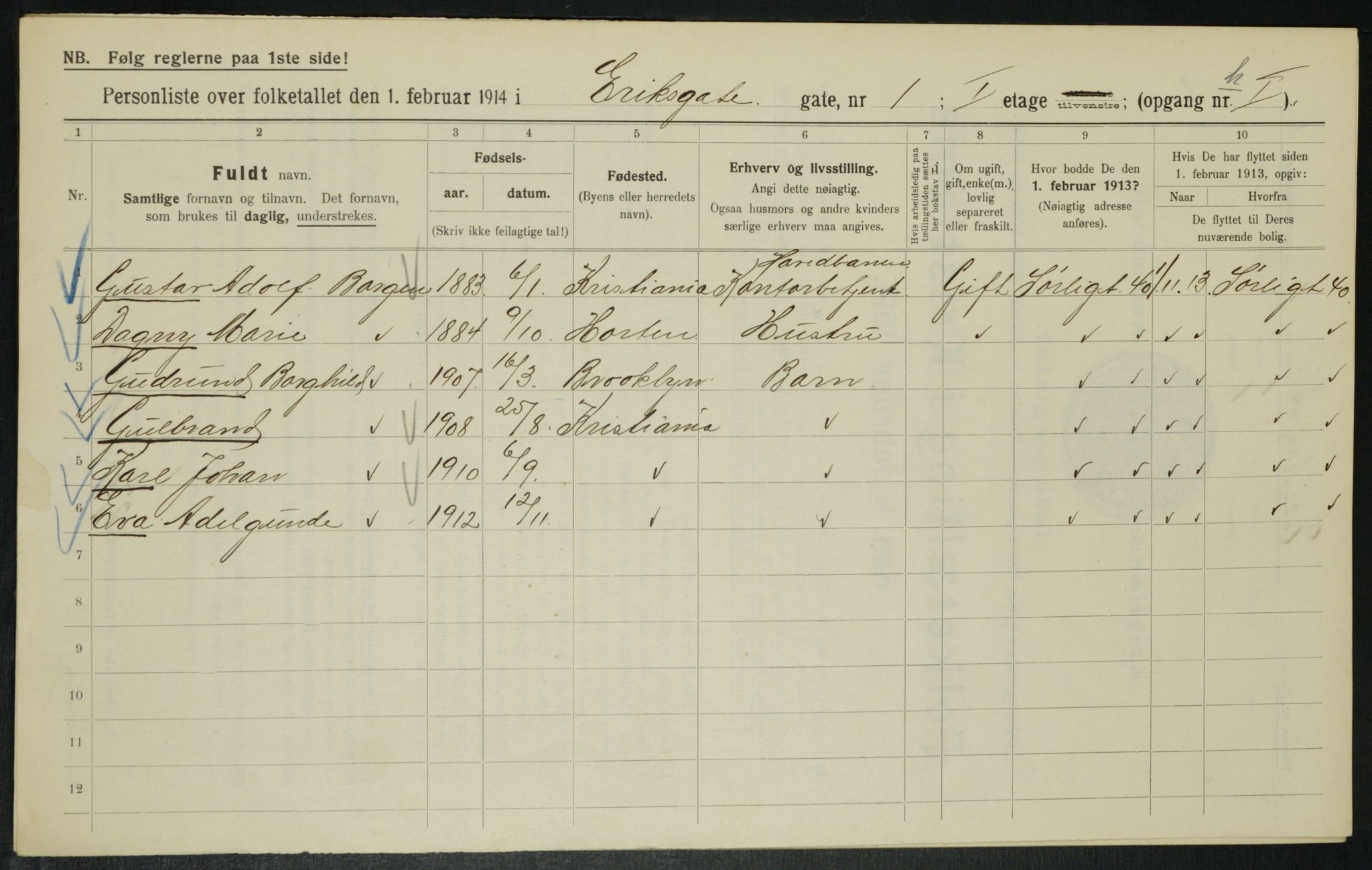 OBA, Municipal Census 1914 for Kristiania, 1914, p. 19732