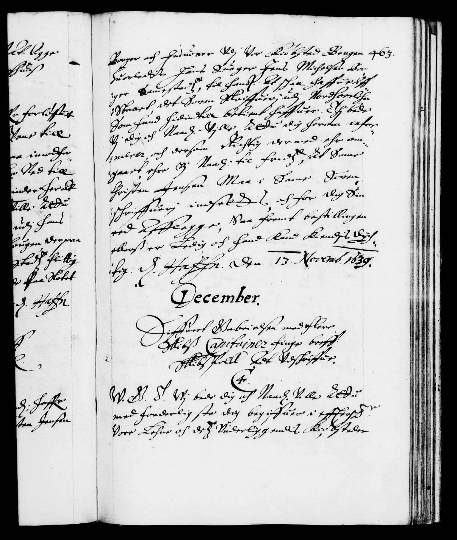 Danske Kanselli 1572-1799, AV/RA-EA-3023/F/Fc/Fca/Fcab/L0006: Norske tegnelser (mikrofilm), 1634-1639, p. 463a
