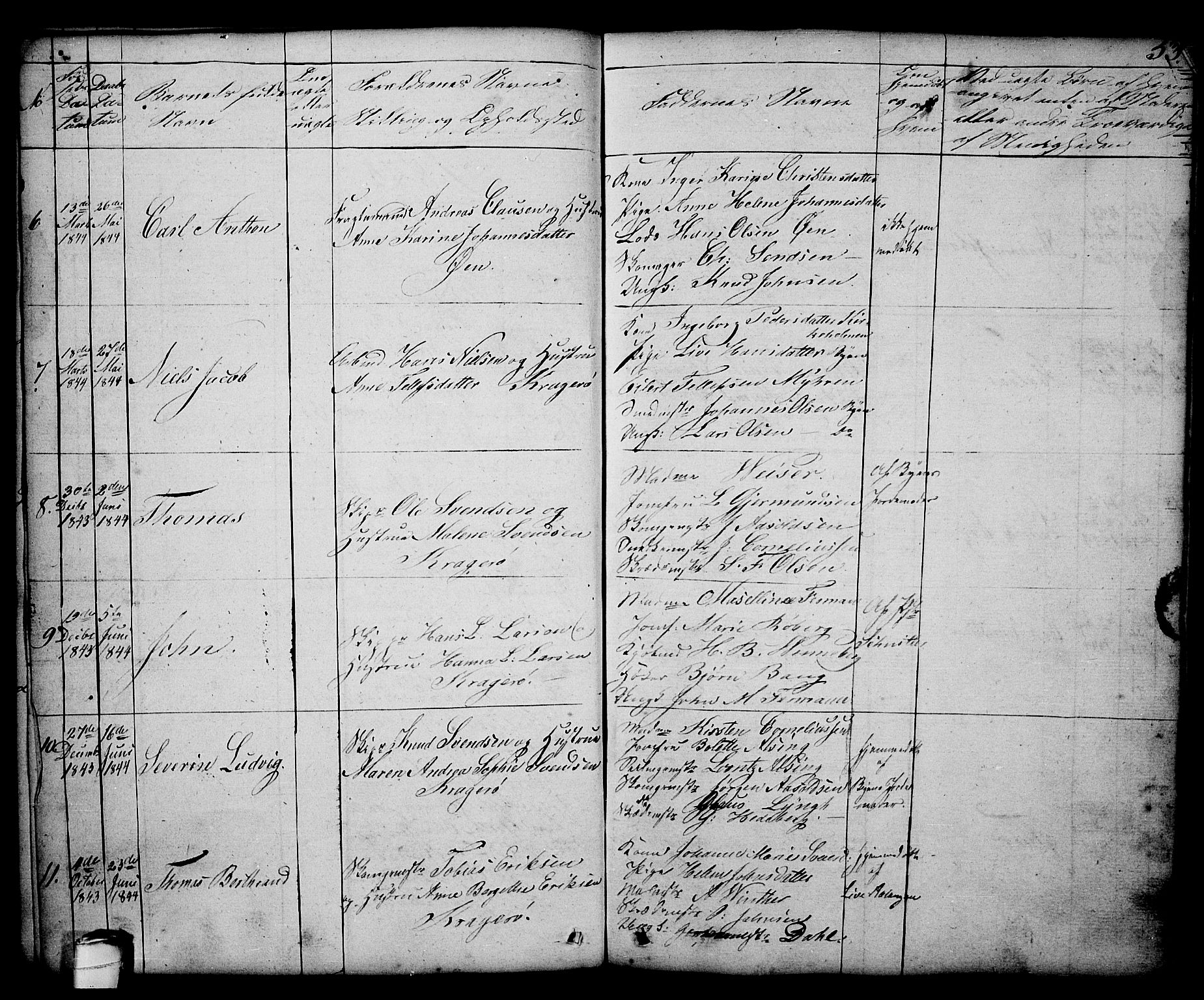 Kragerø kirkebøker, AV/SAKO-A-278/G/Ga/L0003: Parish register (copy) no. 3, 1832-1852, p. 53