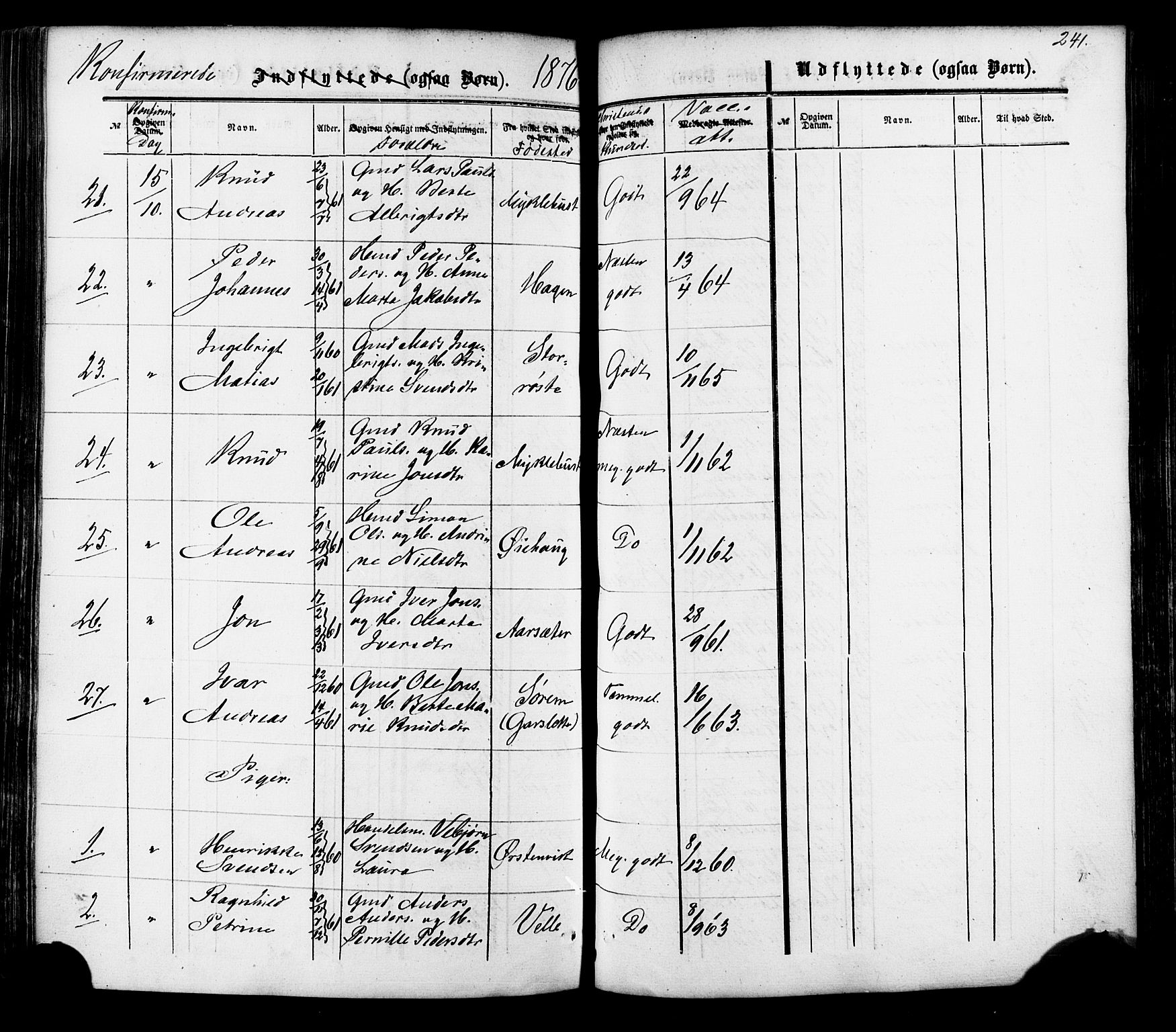 Ministerialprotokoller, klokkerbøker og fødselsregistre - Møre og Romsdal, AV/SAT-A-1454/513/L0175: Parish register (official) no. 513A02, 1856-1877, p. 241