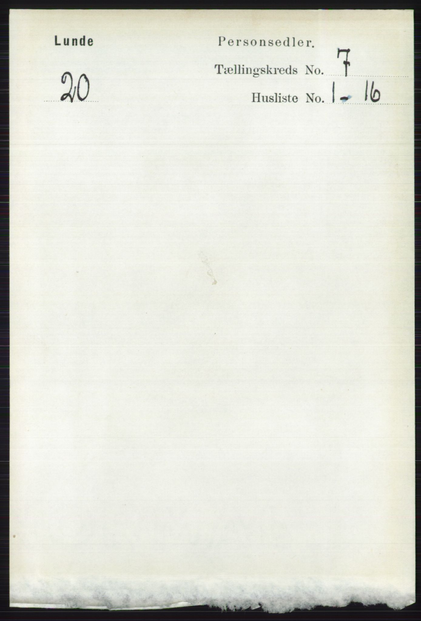 RA, 1891 census for 0820 Lunde, 1891, p. 2198