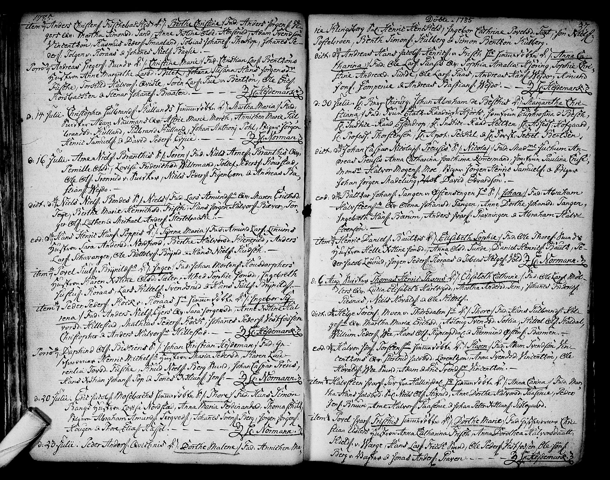 Kongsberg kirkebøker, SAKO/A-22/F/Fa/L0006: Parish register (official) no. I 6, 1783-1797, p. 37