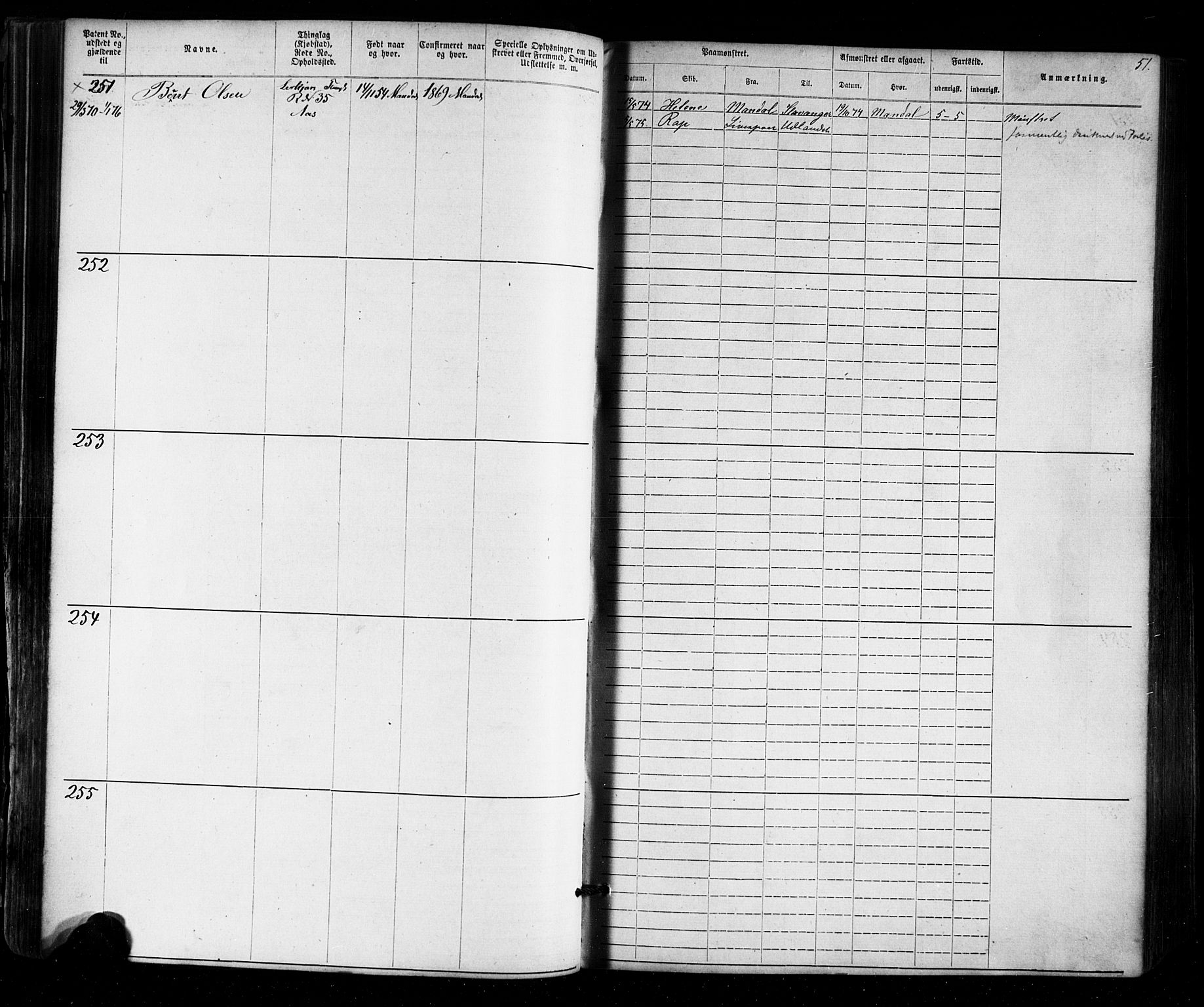 Mandal mønstringskrets, AV/SAK-2031-0016/F/Fa/L0005: Annotasjonsrulle nr 1-1909 med register, Y-15, 1868-1880, p. 82