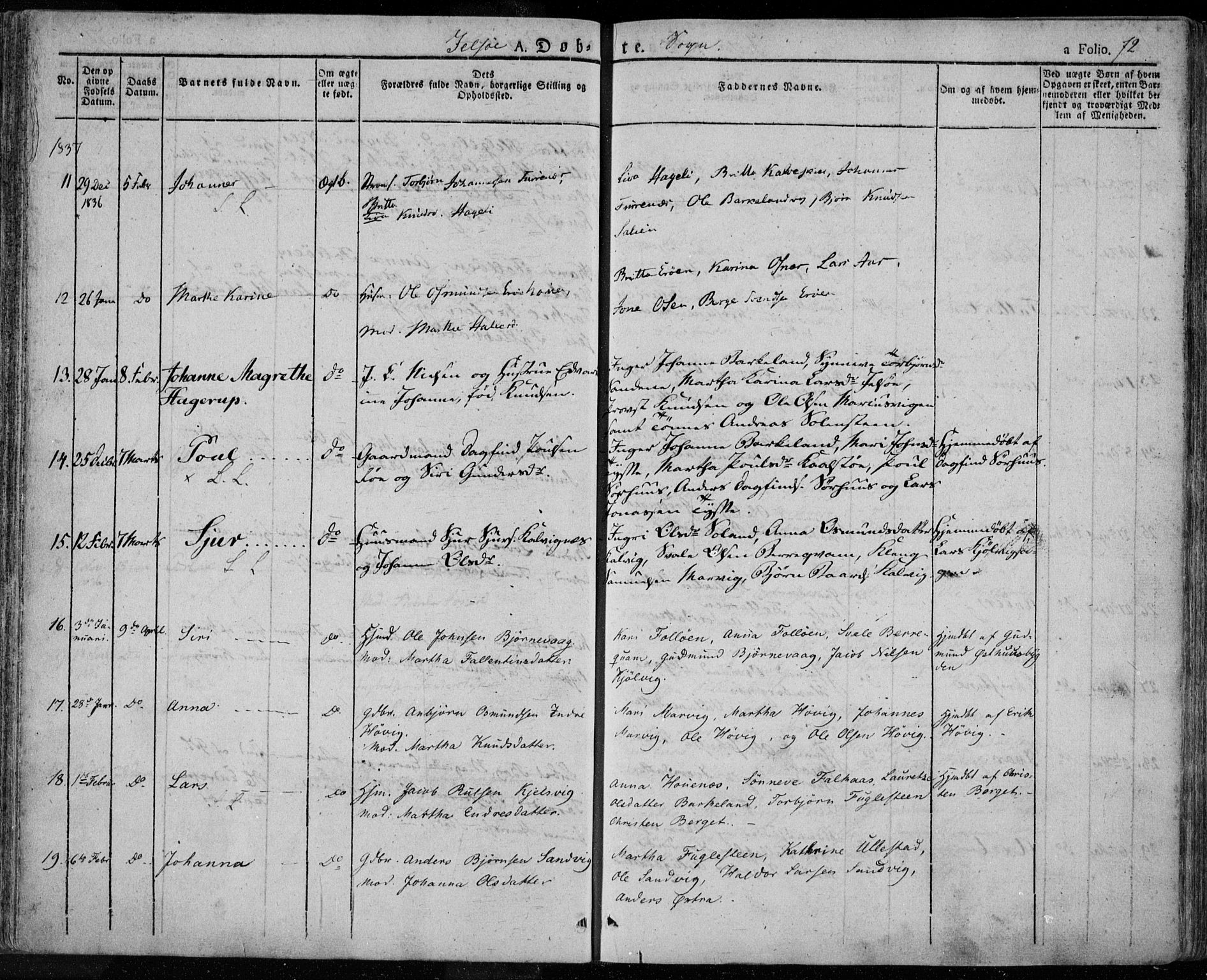 Jelsa sokneprestkontor, AV/SAST-A-101842/01/IV: Parish register (official) no. A 6.1, 1828-1853, p. 72