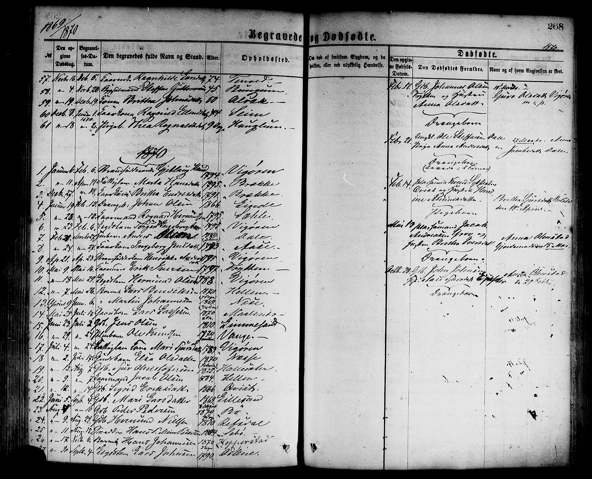 Vik sokneprestembete, AV/SAB-A-81501/H/Haa/Haaa/L0009: Parish register (official) no. A 9, 1866-1877, p. 268