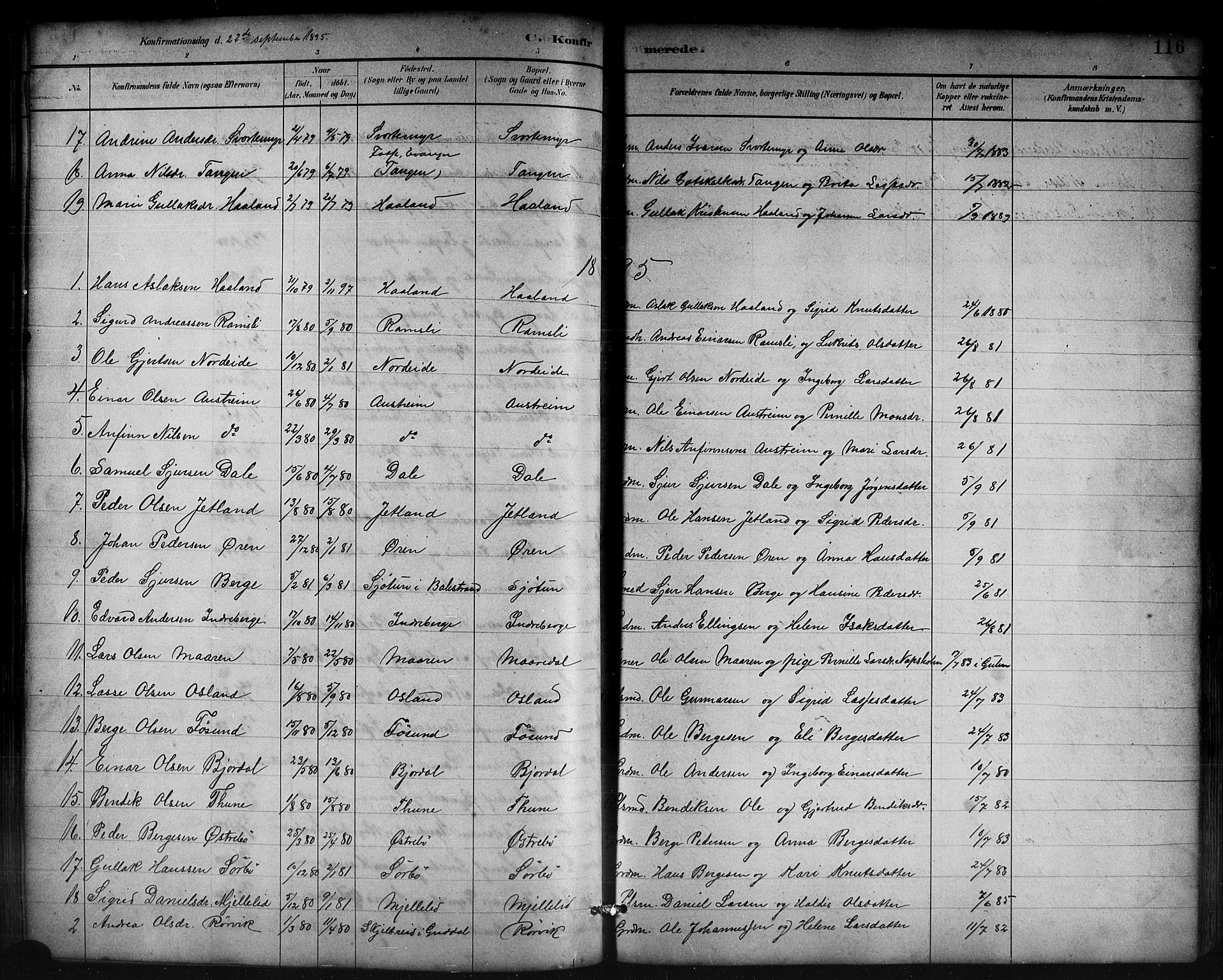 Lavik sokneprestembete, AV/SAB-A-80901: Parish register (copy) no. B 3, 1882-1913, p. 116