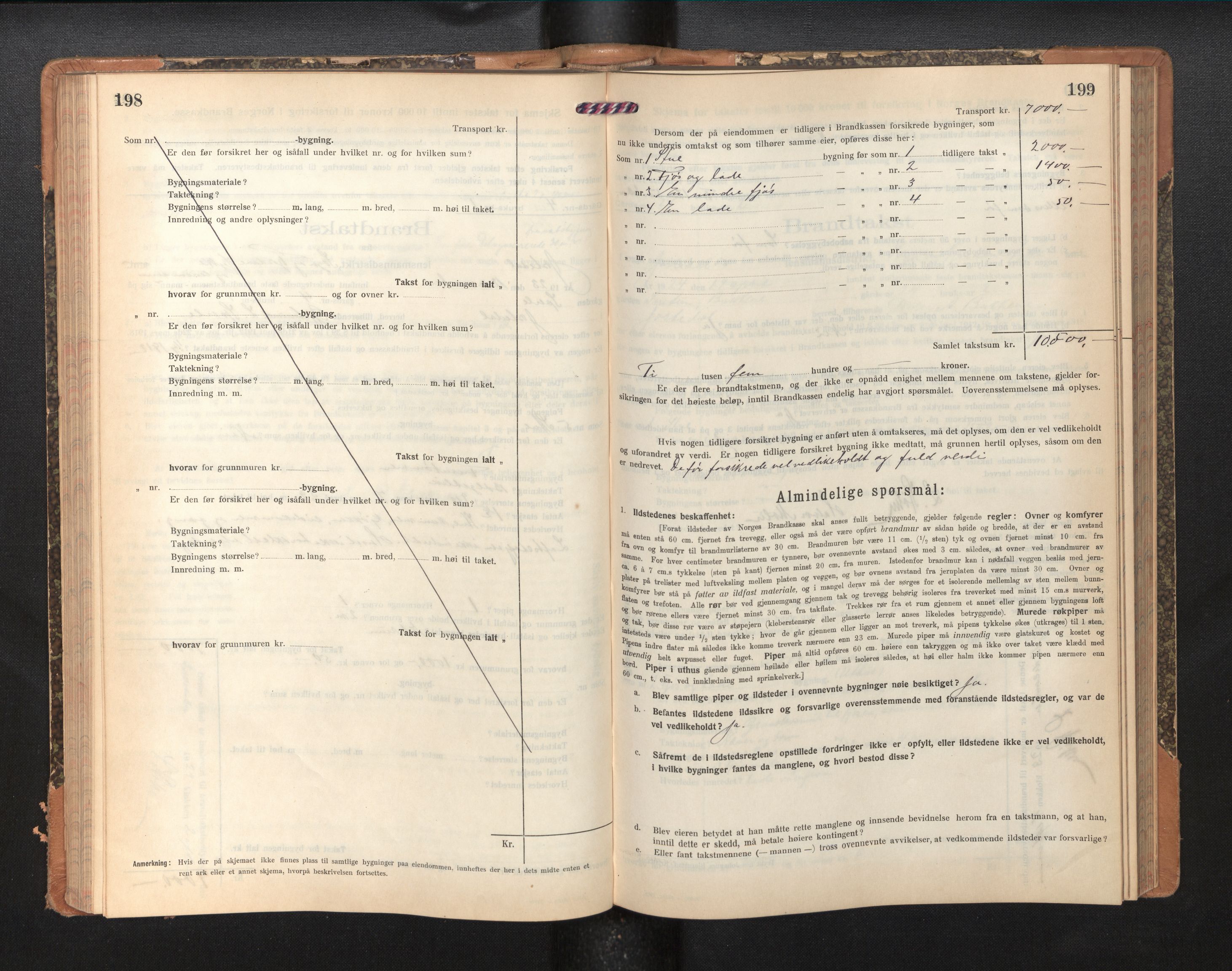 Lensmannen i Jostedal, AV/SAB-A-28601/0012/L0005: Branntakstprotokoll, skjematakst, 1921-1935, p. 198-199